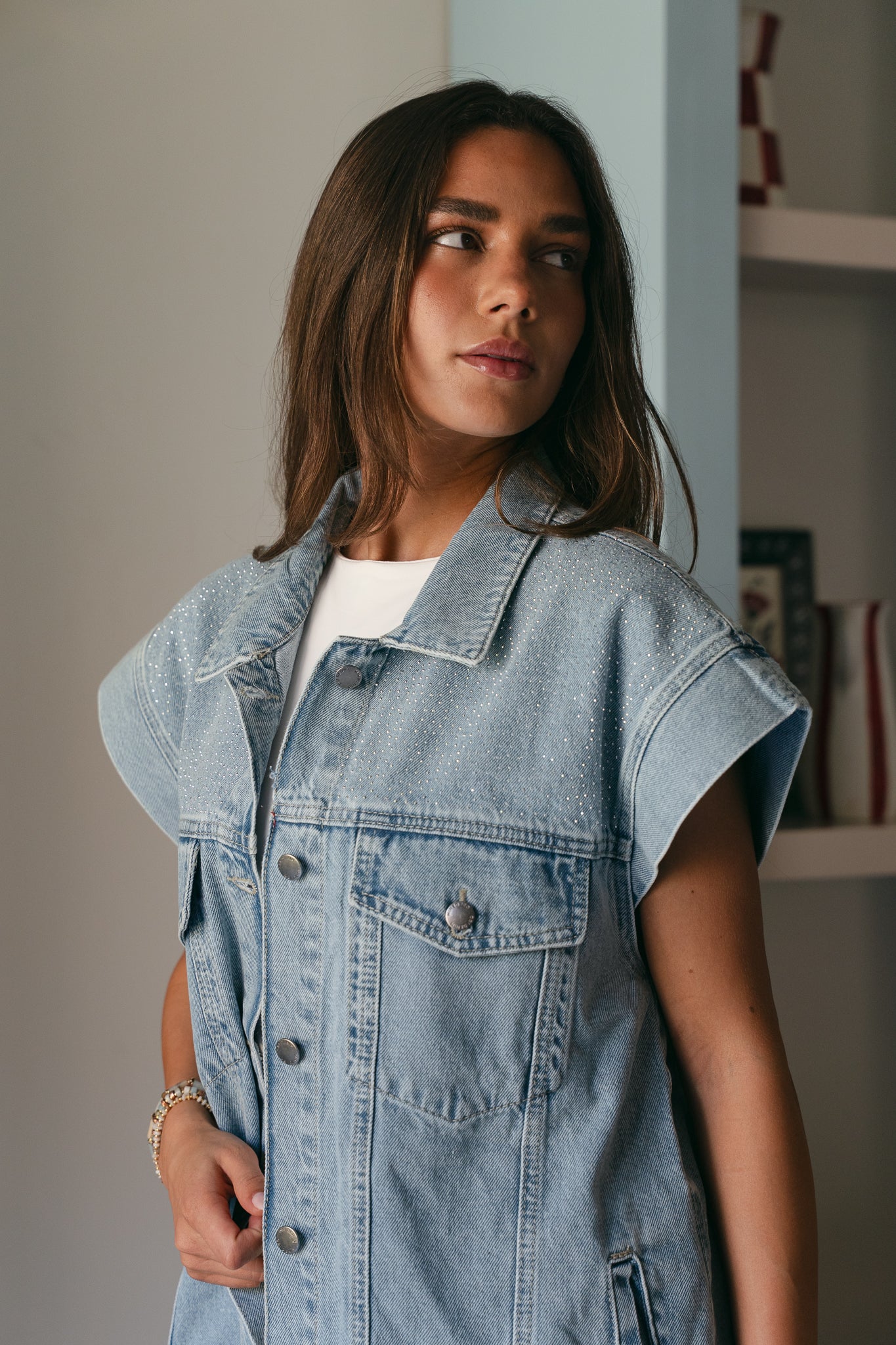 Studded Denim Vest