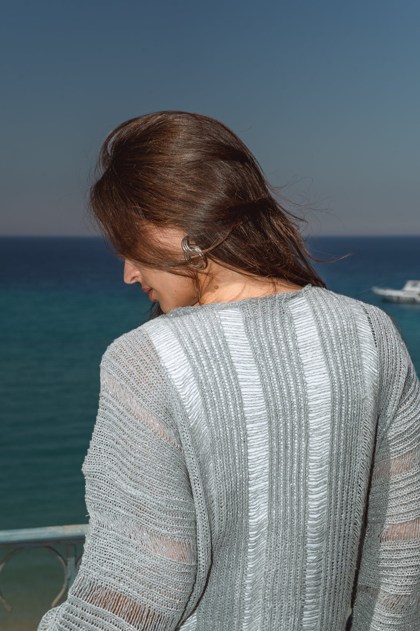 Soleil Knit Top in Shimmer Grey