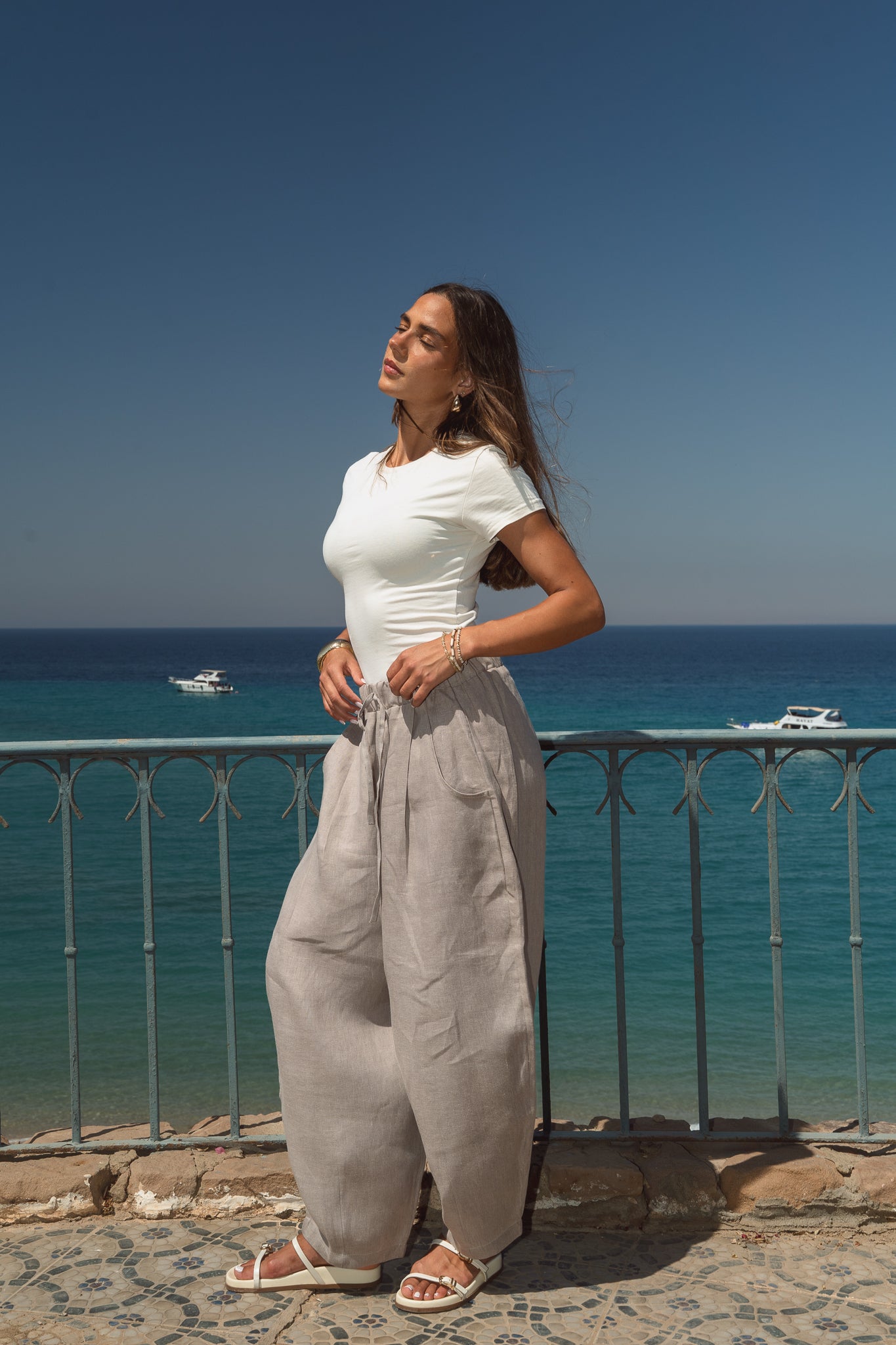 Balloon Linen Pants in Café