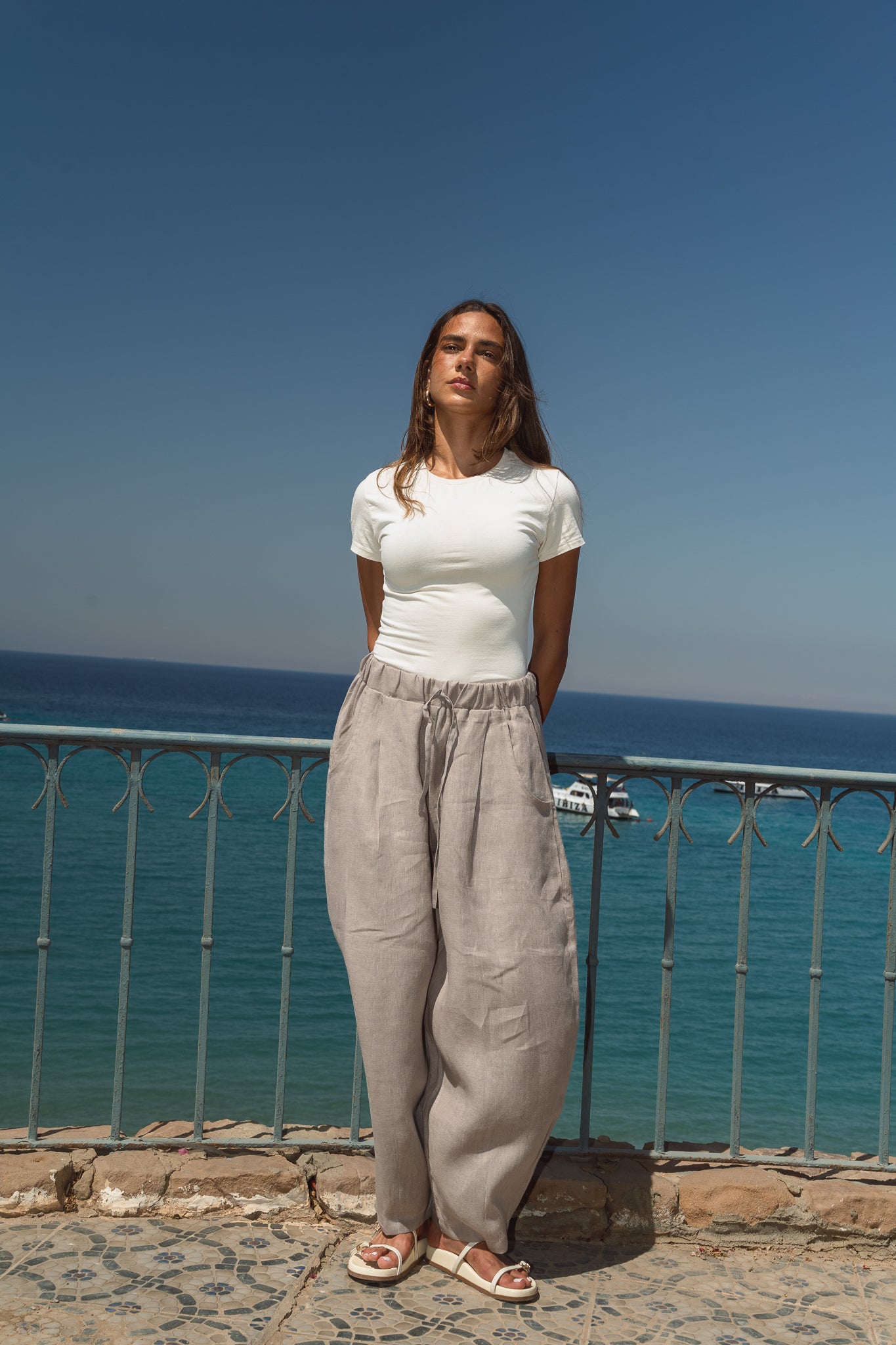 Balloon Linen Pants in Café
