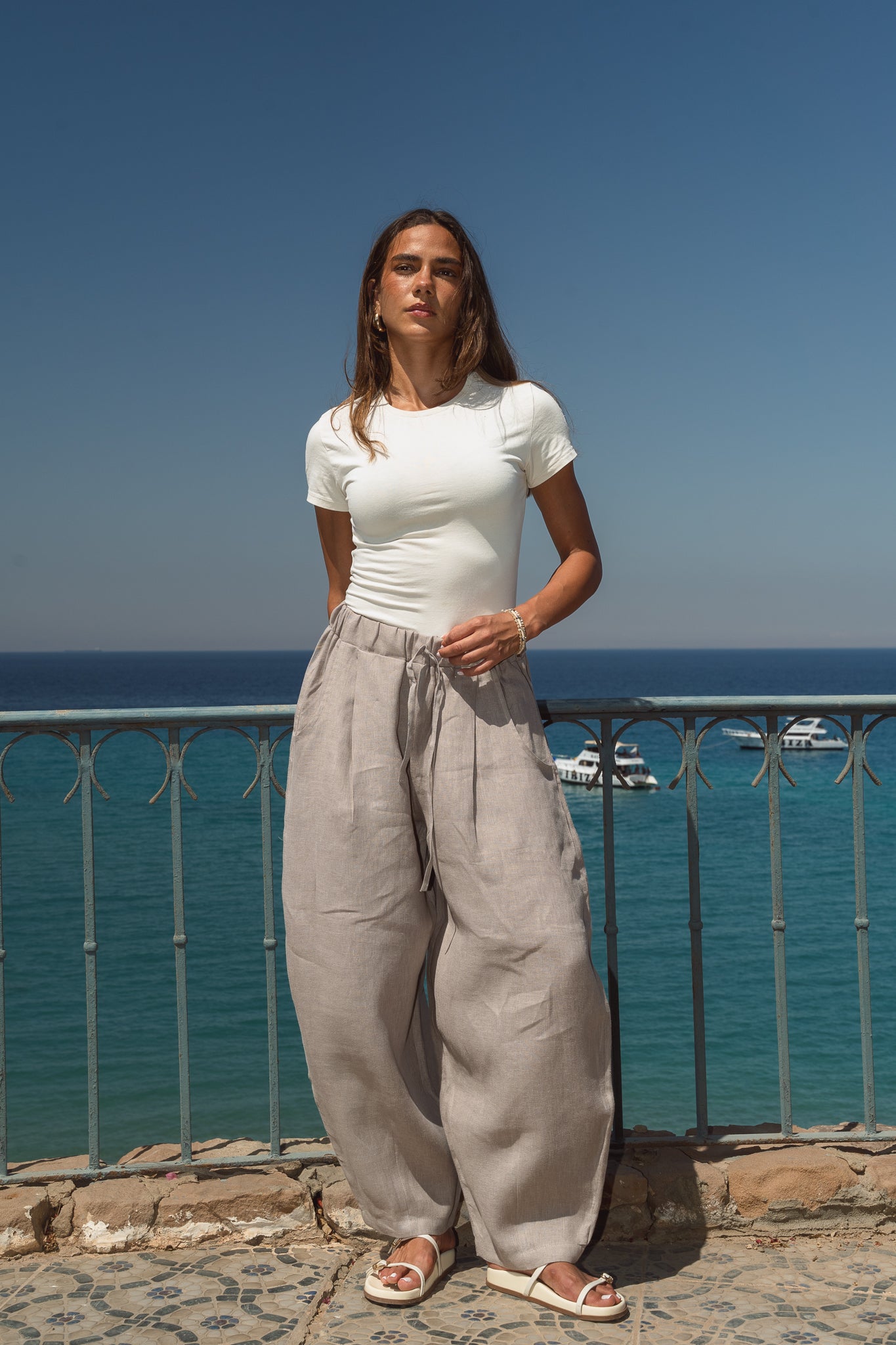 Balloon Linen Pants in Café