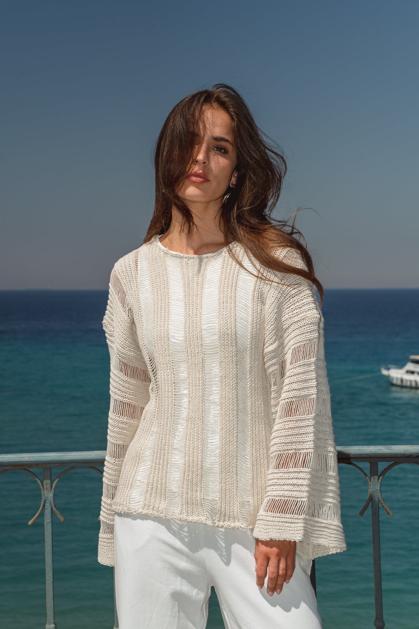 Soleil Knit Top in Off White