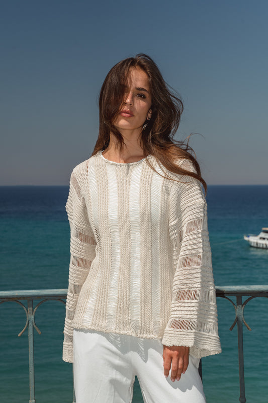 Soleil Knit Top in Off White