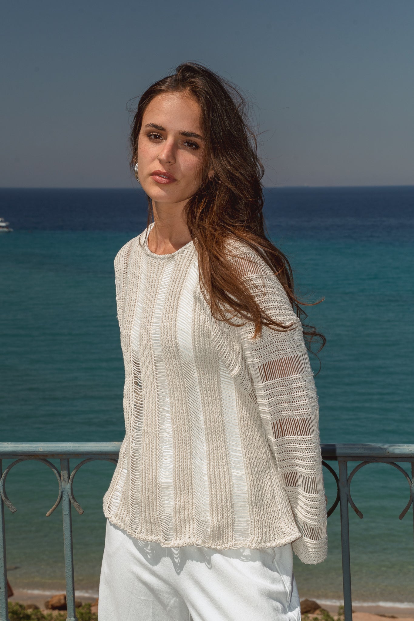 Soleil Knit Top in Off White