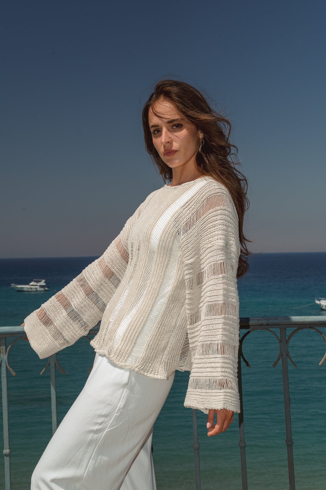 Soleil Knit Top in Off White