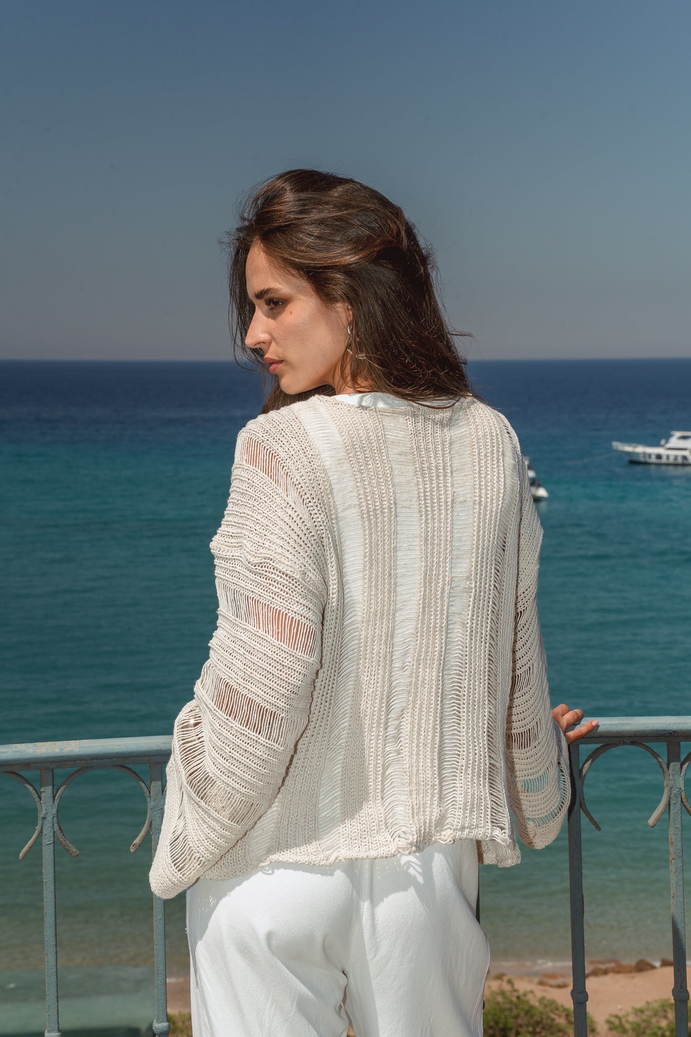 Soleil Knit Top in Off White
