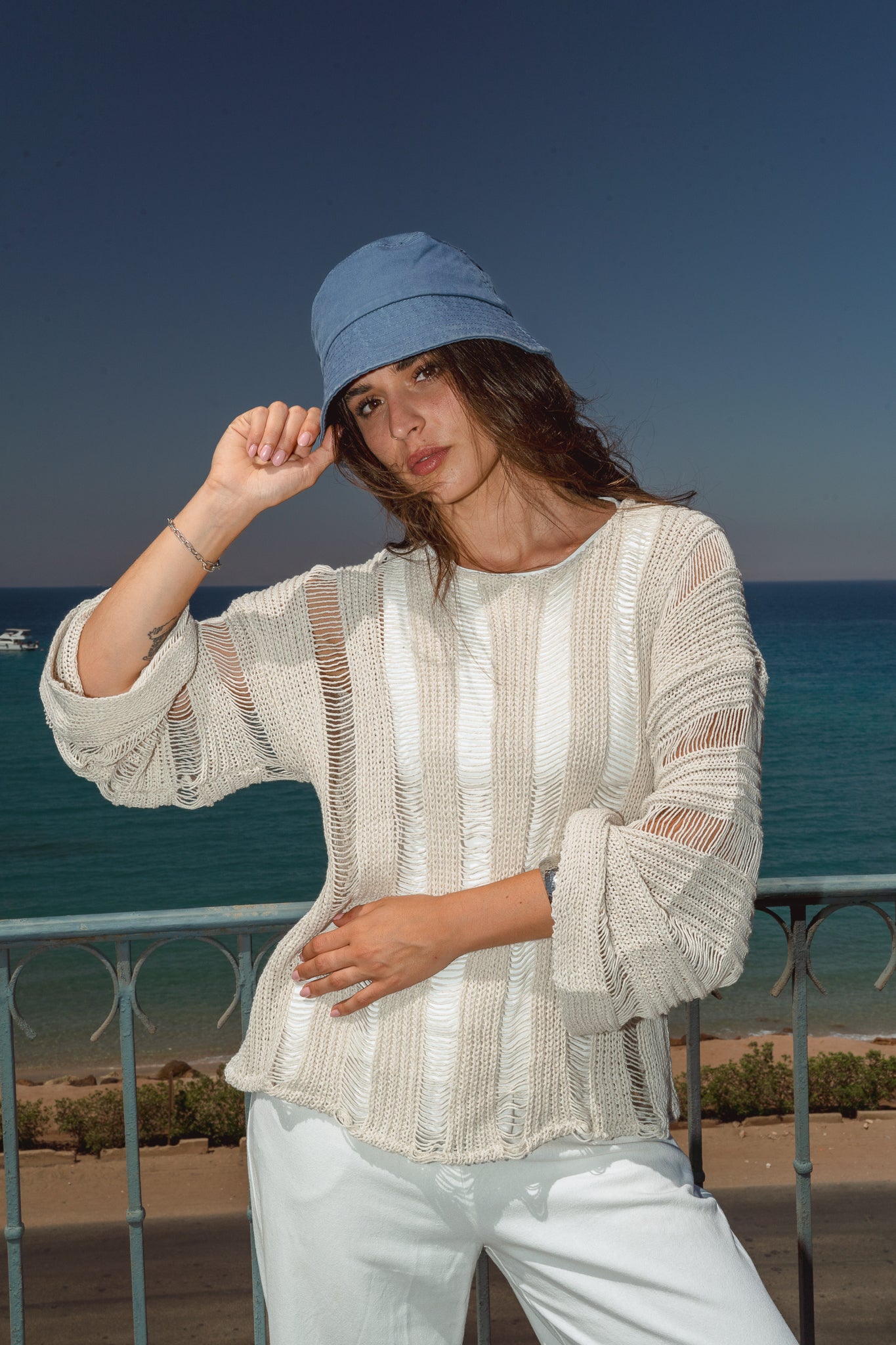 Soleil Knit Top in Off White