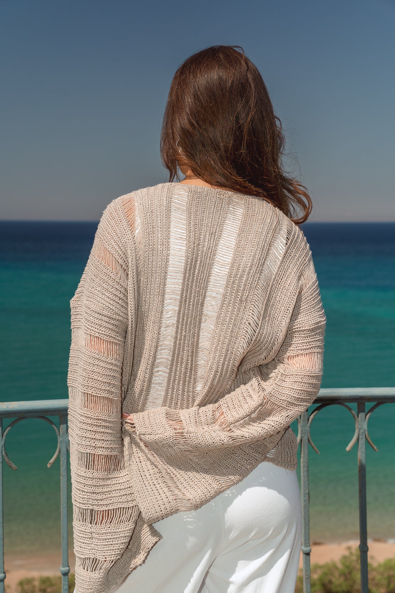 Soleil Knit Top in Shimmer Beige