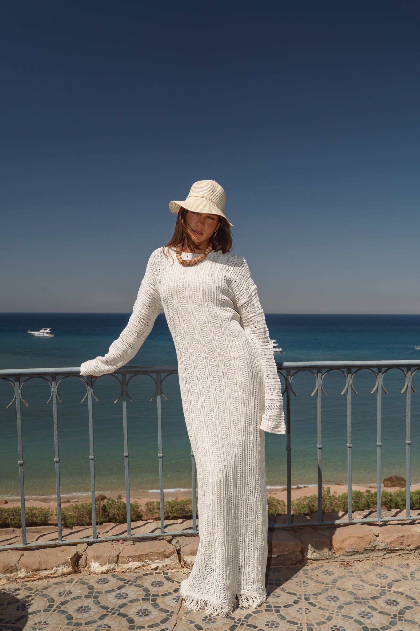 Seashell Crochet Dress in  Off-White