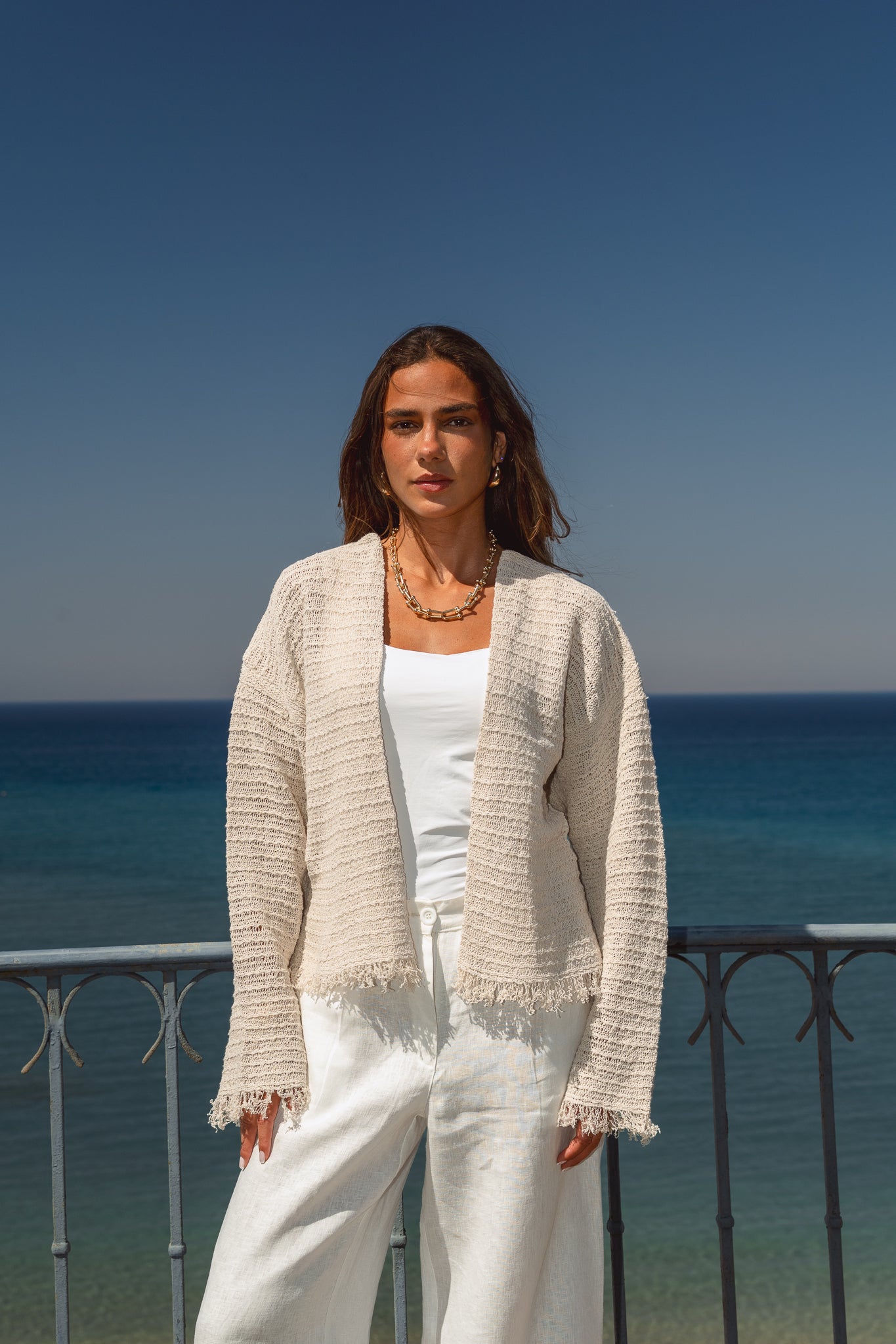 La Mer Knit Cardigan in Off White