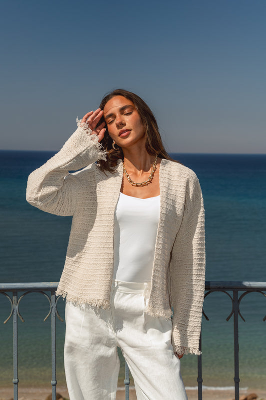 La Mer Knit Cardigan in Off White