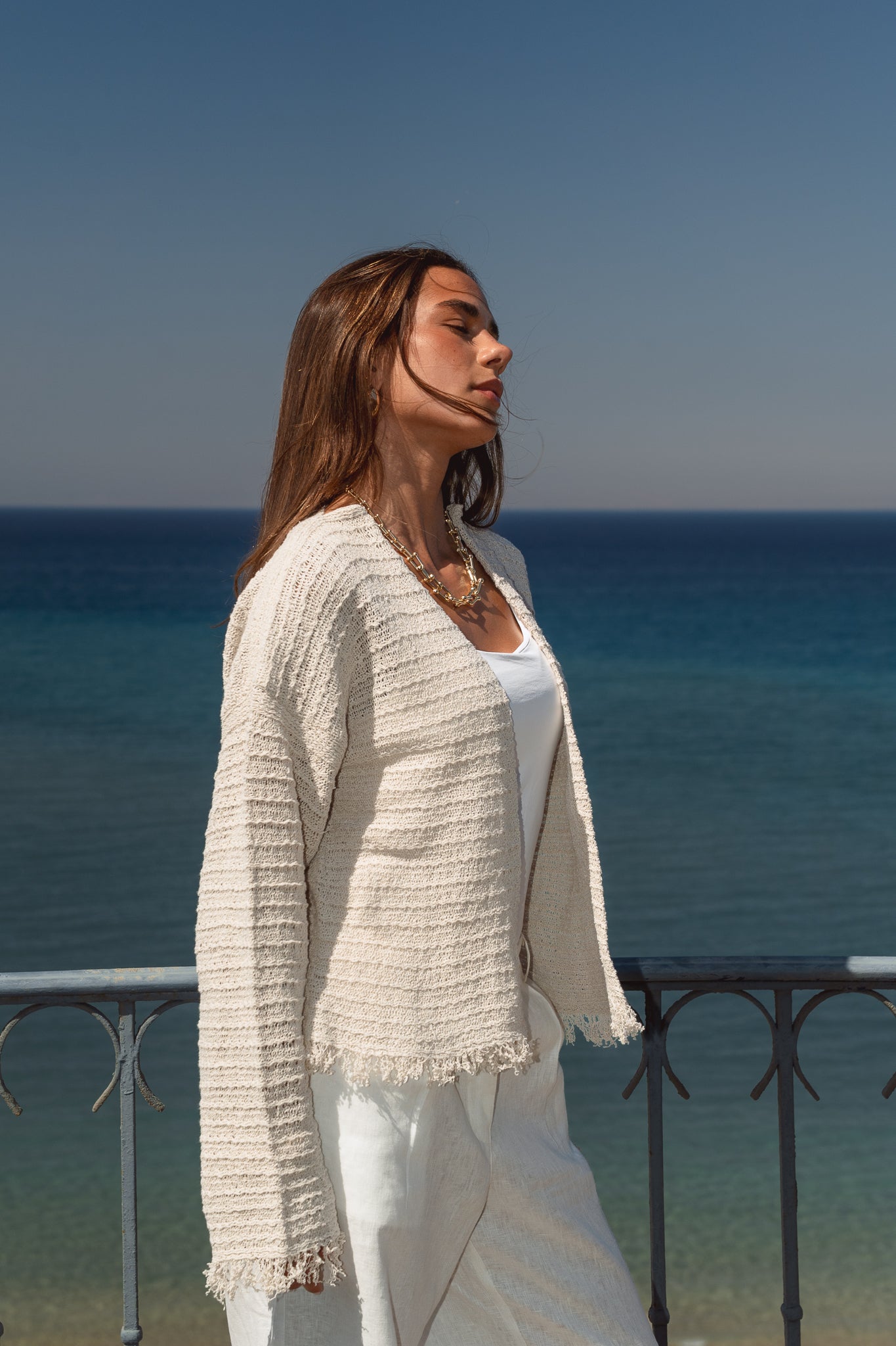 La Mer Knit Cardigan in Off White