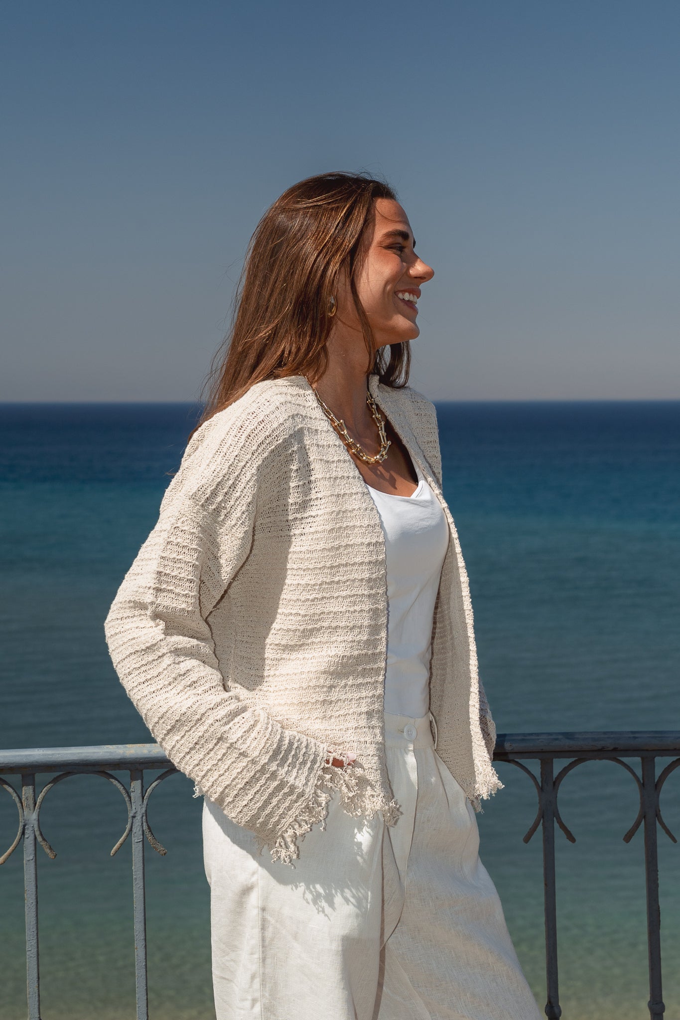 La Mer Knit Cardigan in Off White