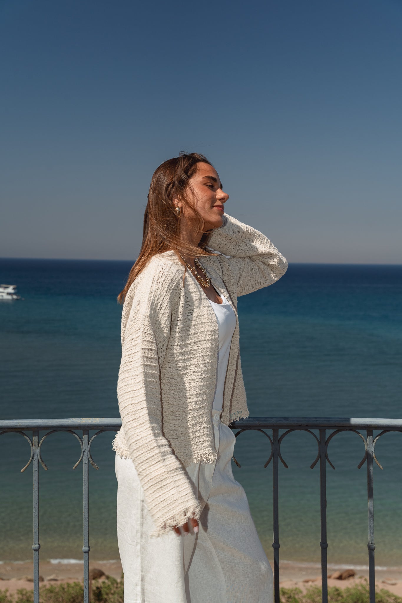 La Mer Knit Cardigan in Off White