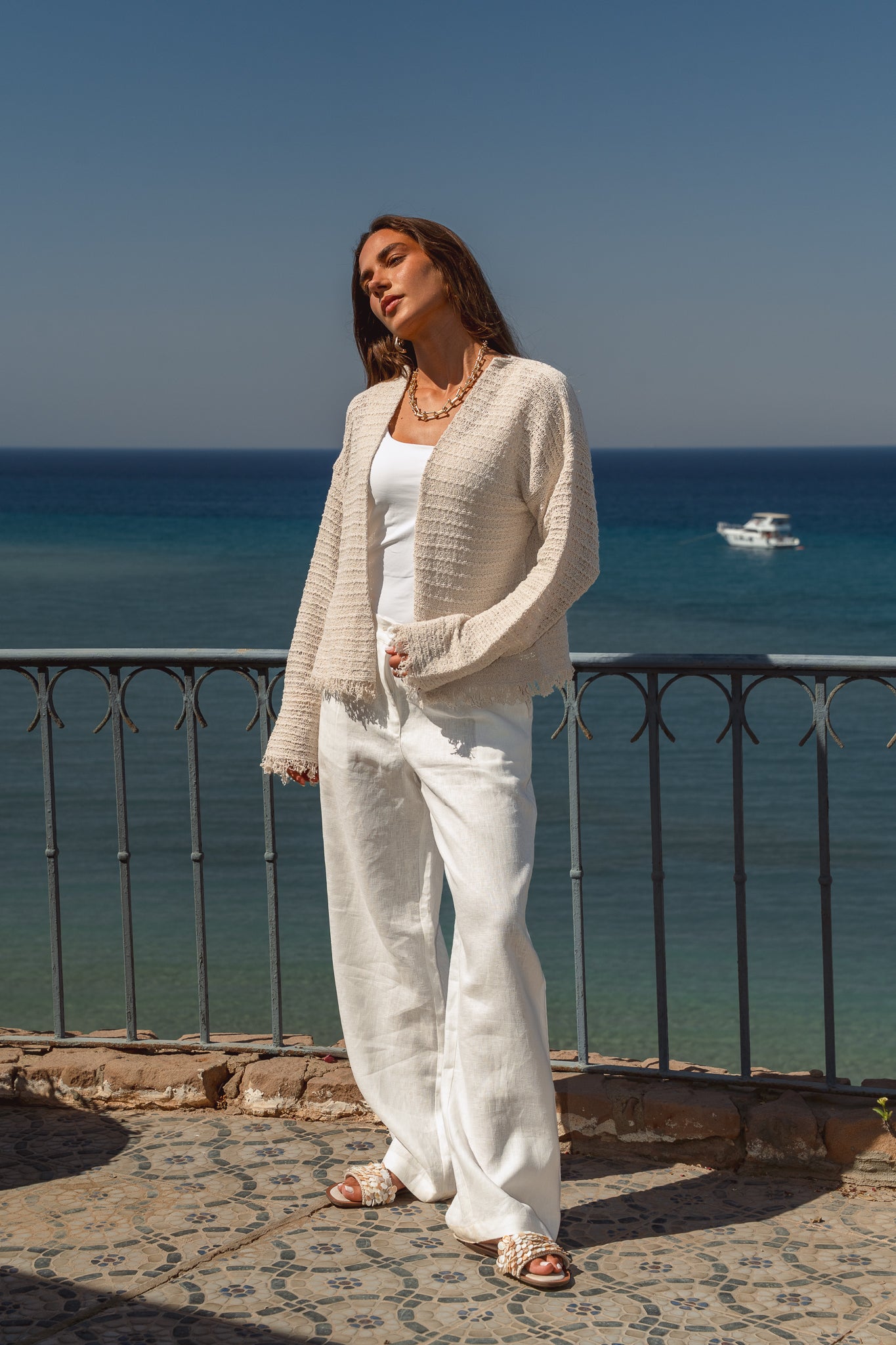 La Mer Knit Cardigan in Off White