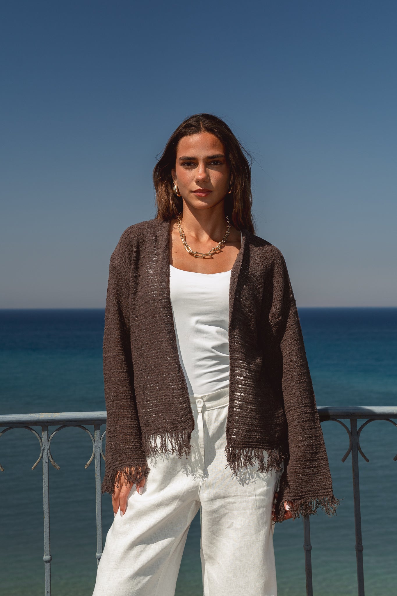 La Mer Knit Cardigan in Brown