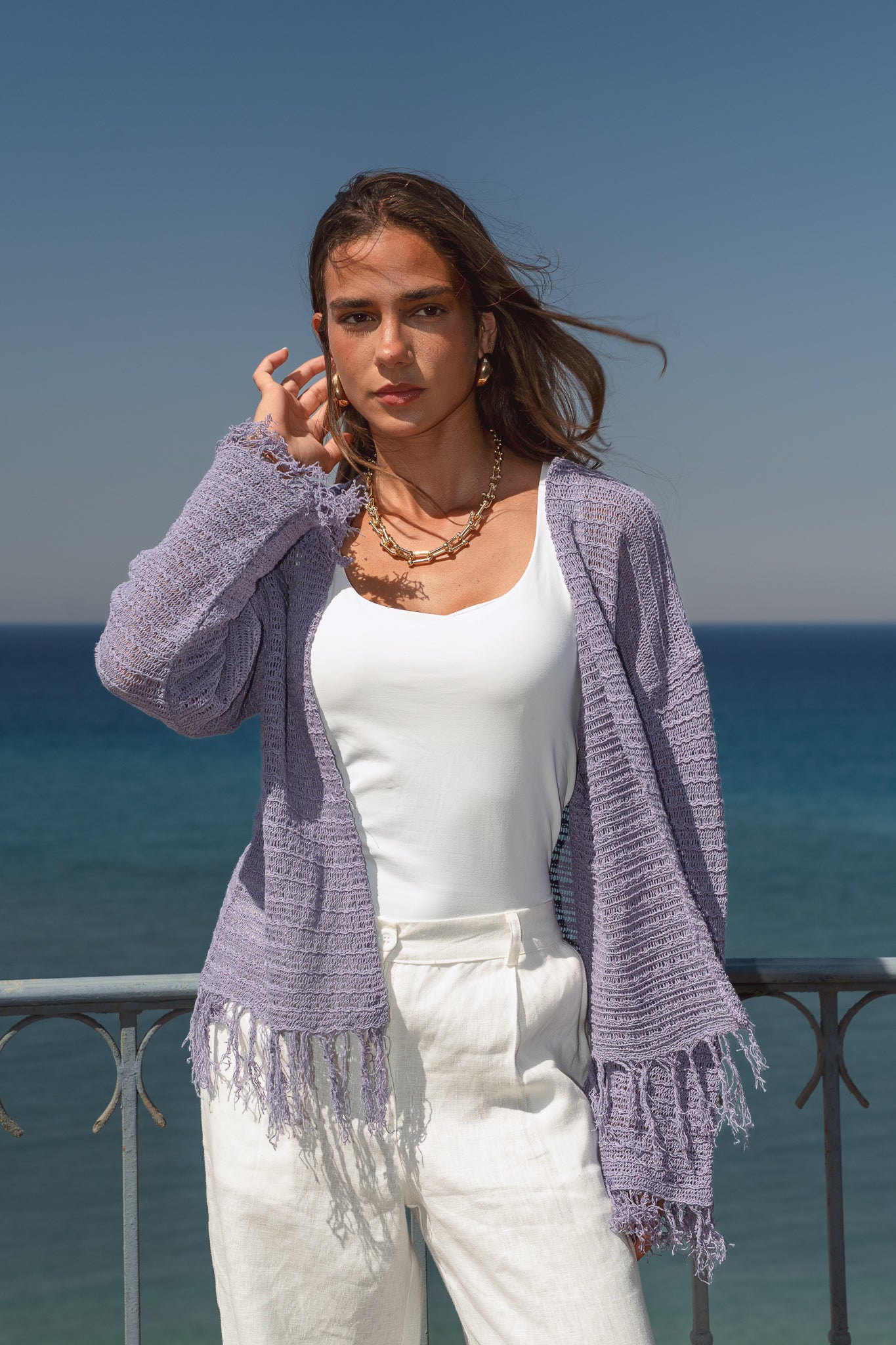 La Mer Knit Cardigan in Lilac