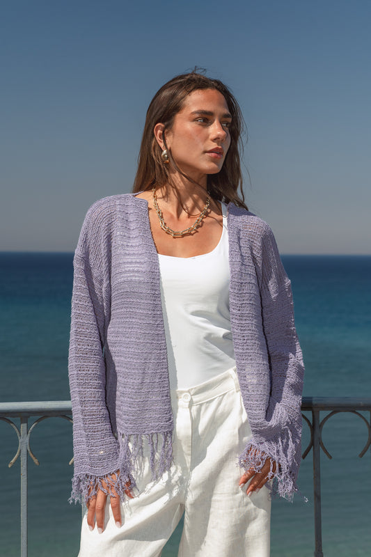 La Mer Knit Cardigan in Lilac
