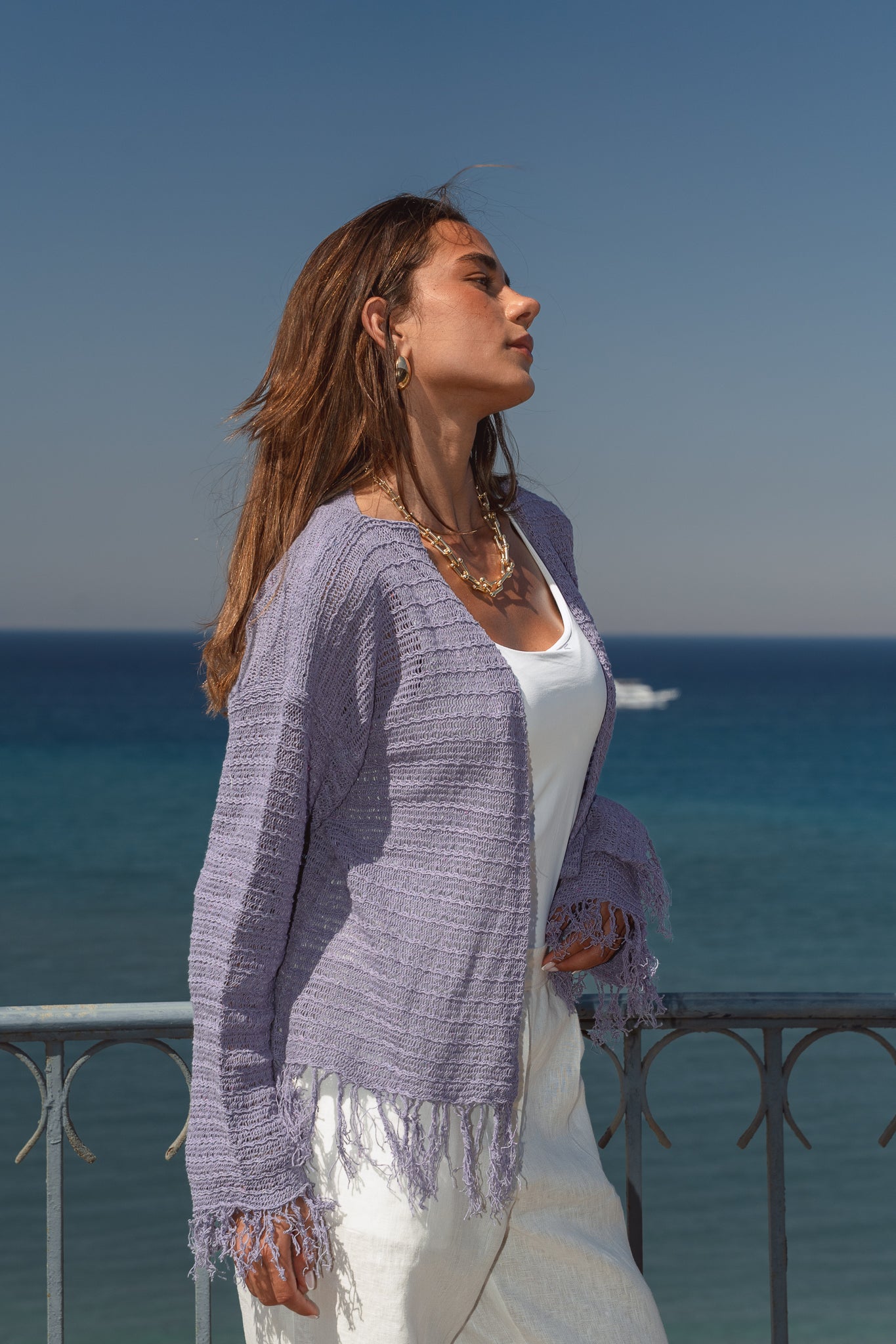 La Mer Knit Cardigan in Lilac