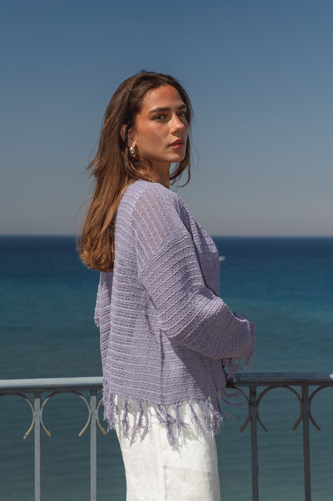 La Mer Knit Cardigan in Lilac