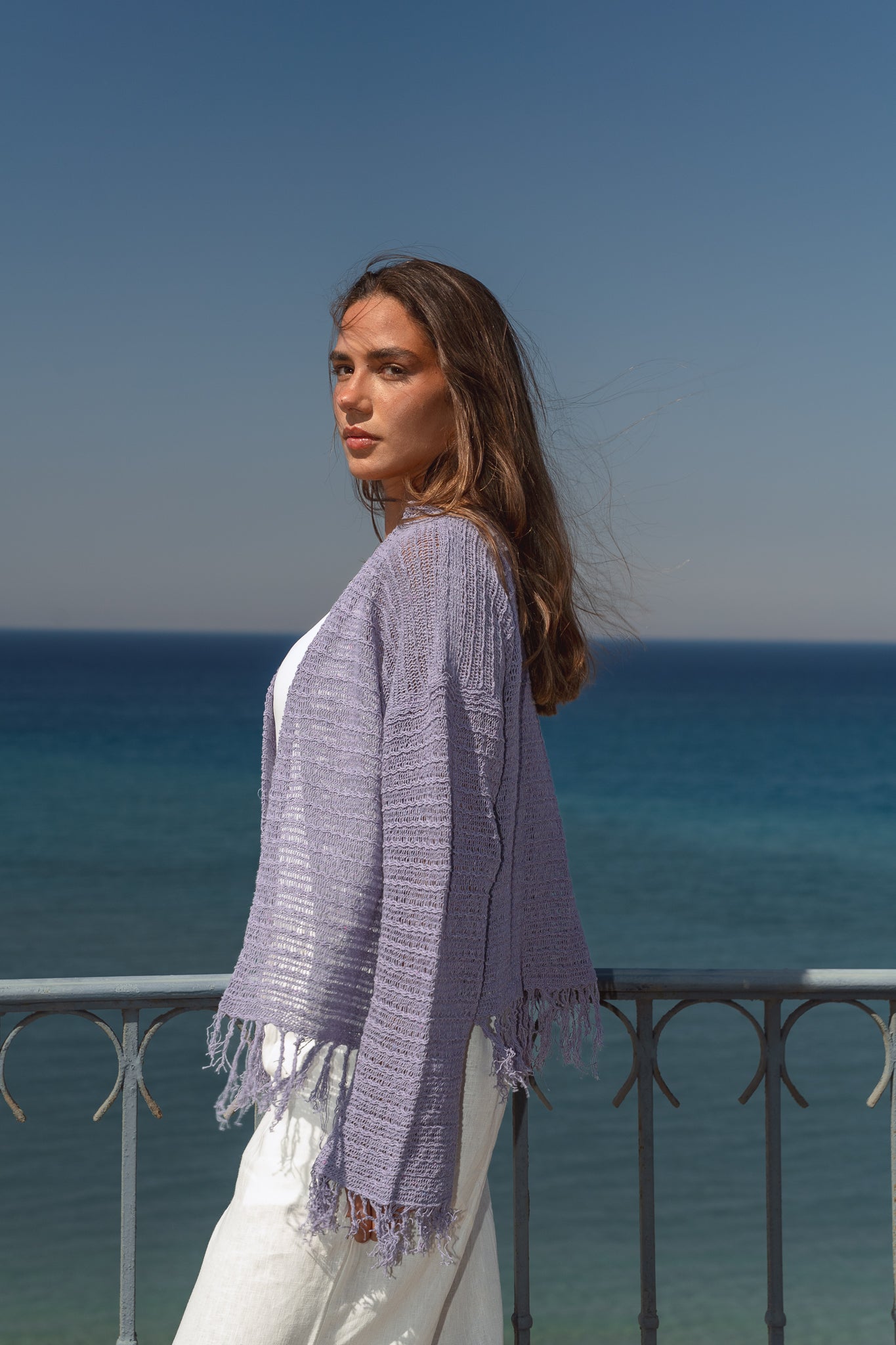 La Mer Knit Cardigan in Lilac