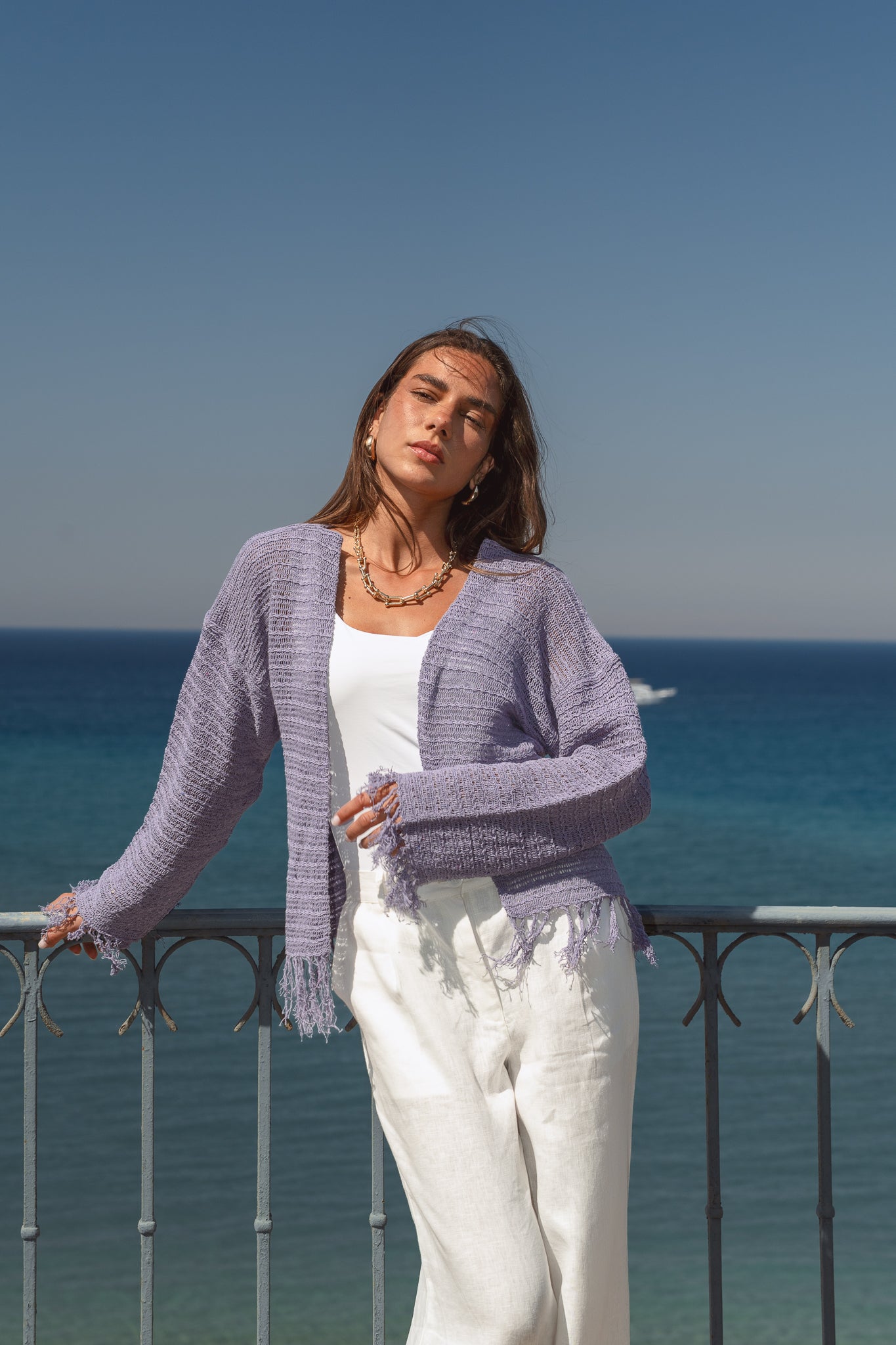 La Mer Knit Cardigan in Lilac