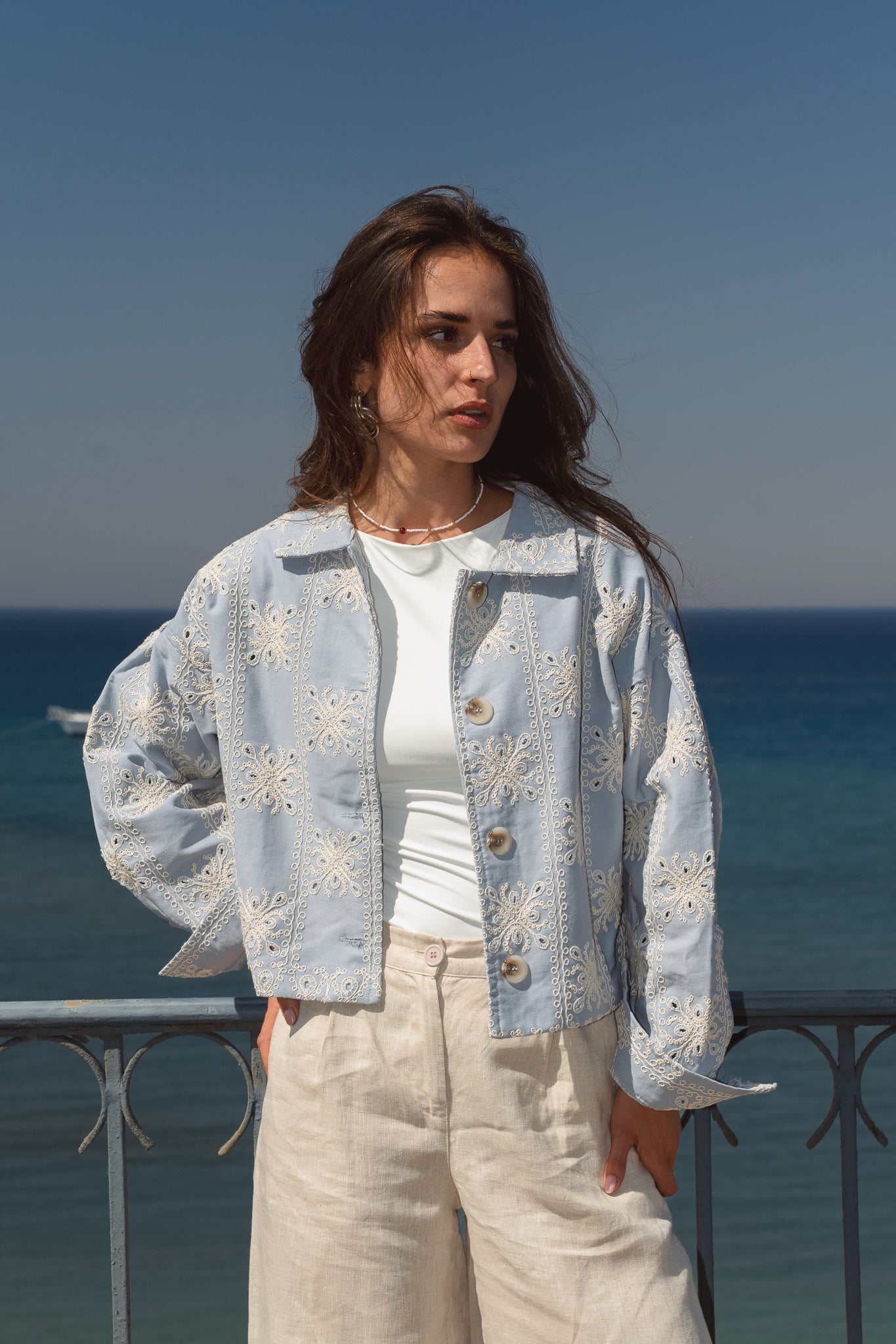 Embroidered jacket in Blue