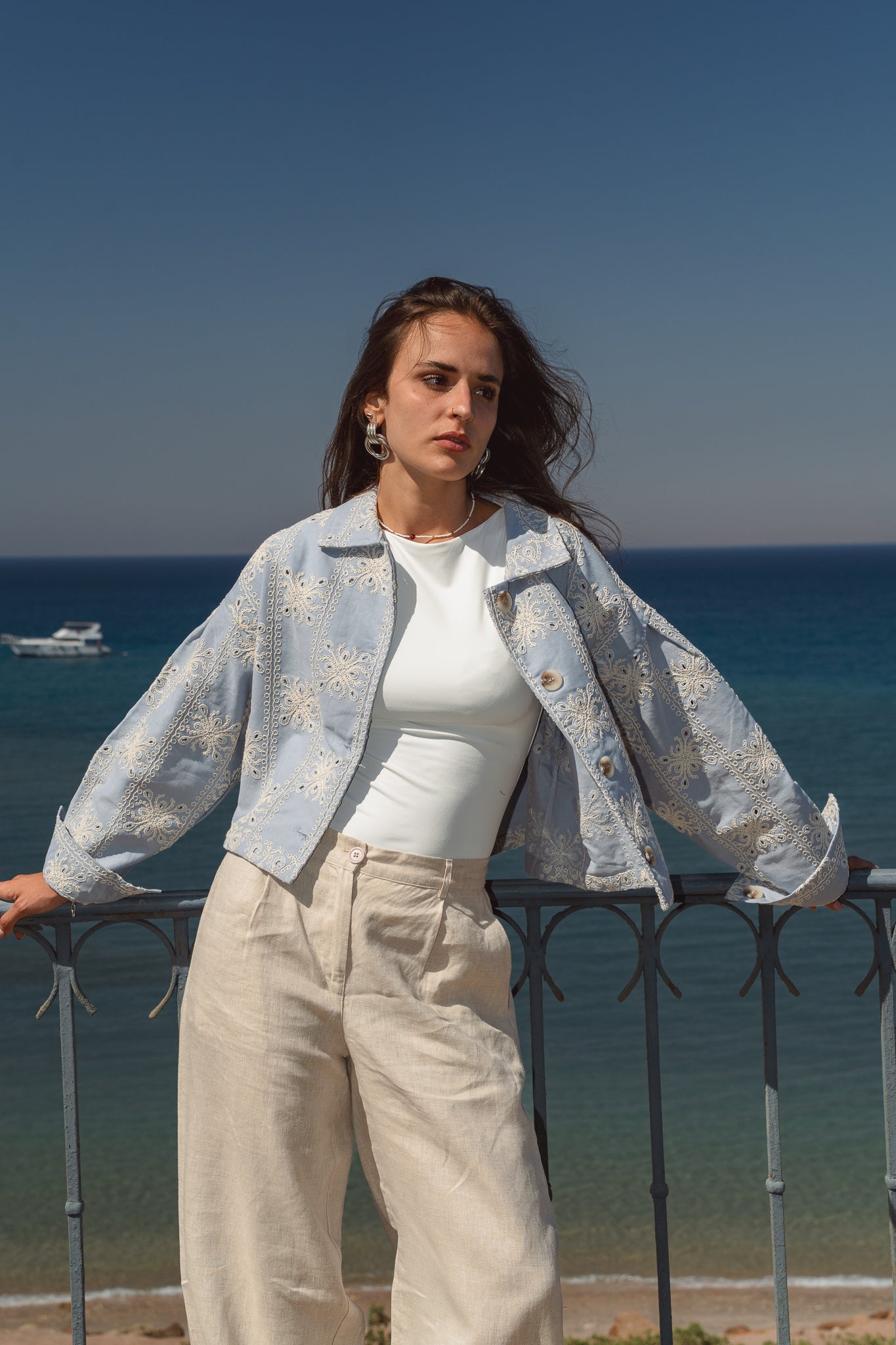 Embroidered jacket in Blue