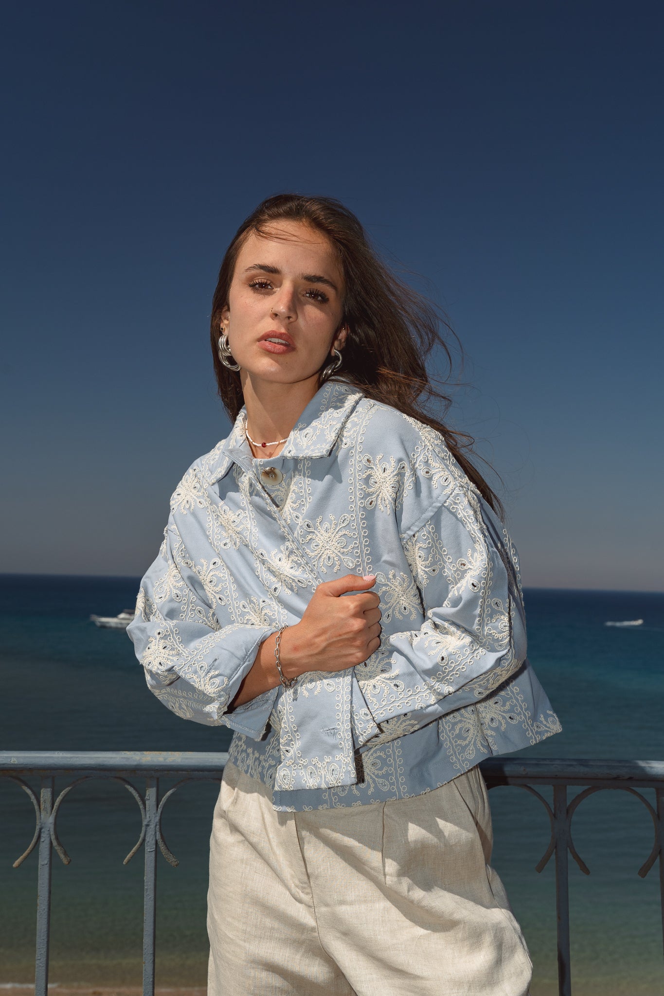 Embroidered jacket in Blue
