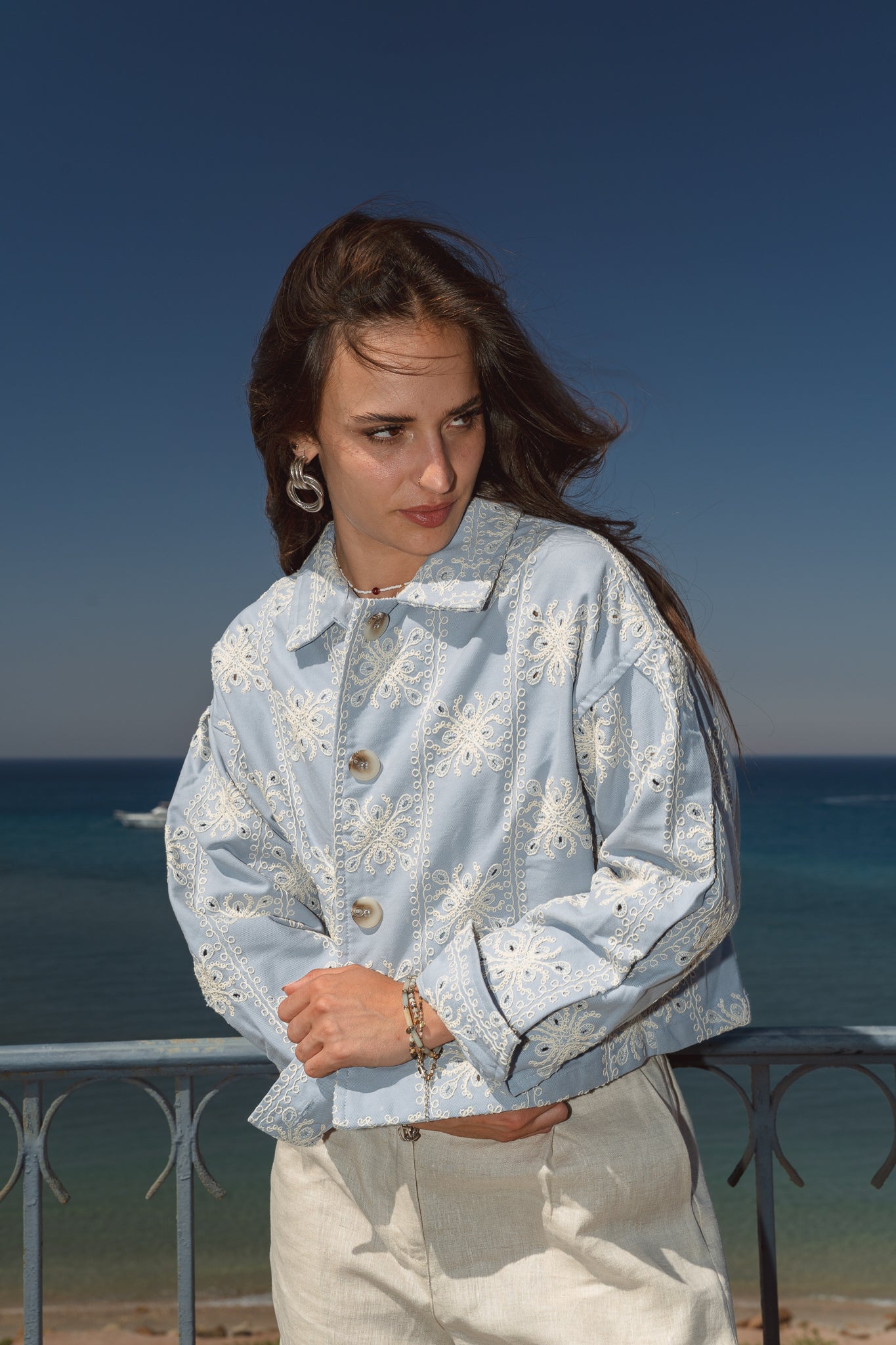 Embroidered jacket in Blue