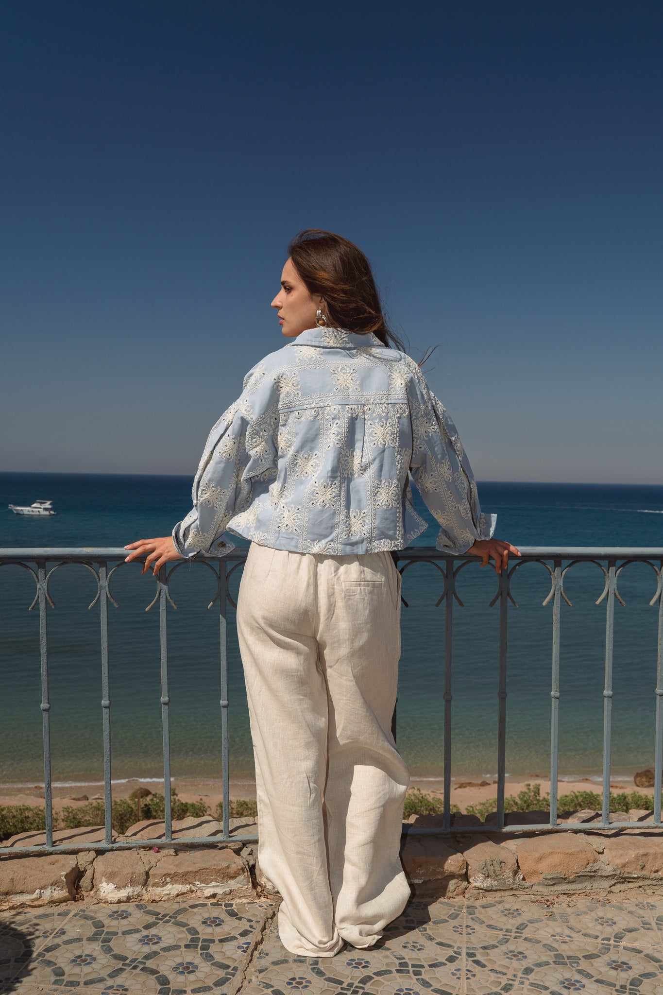 Embroidered jacket in Blue