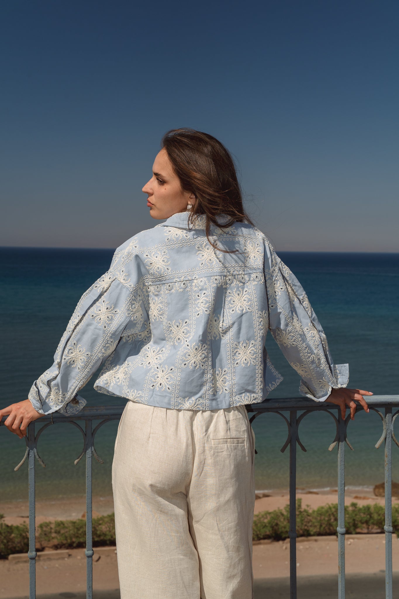 Embroidered jacket in Blue