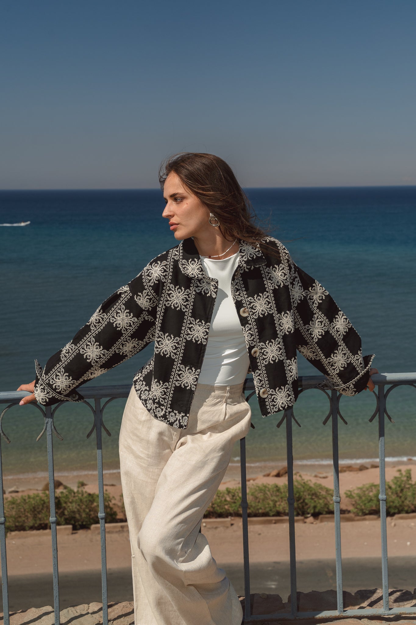 Embroidered jacket in Black