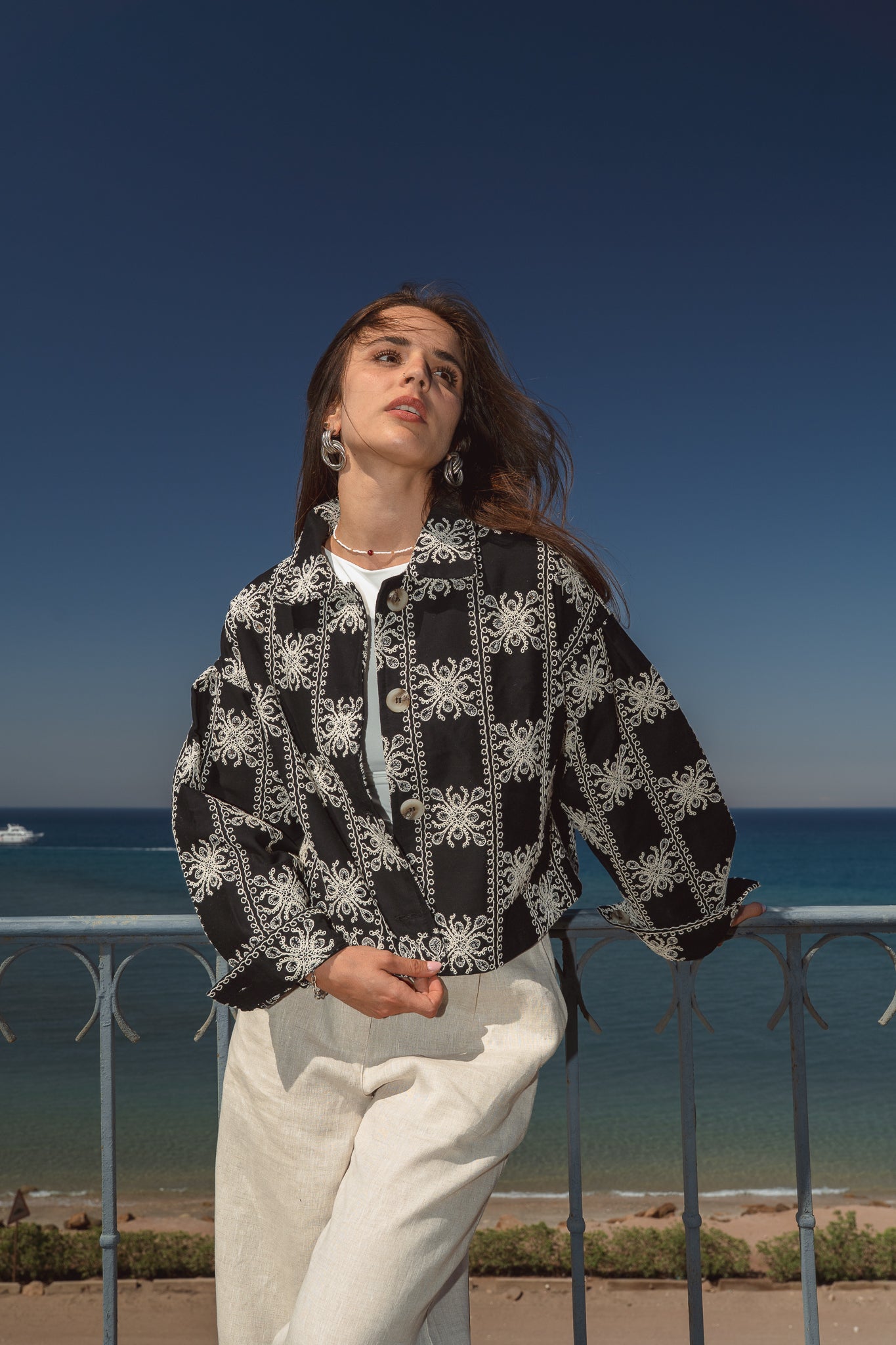 Embroidered jacket in Black