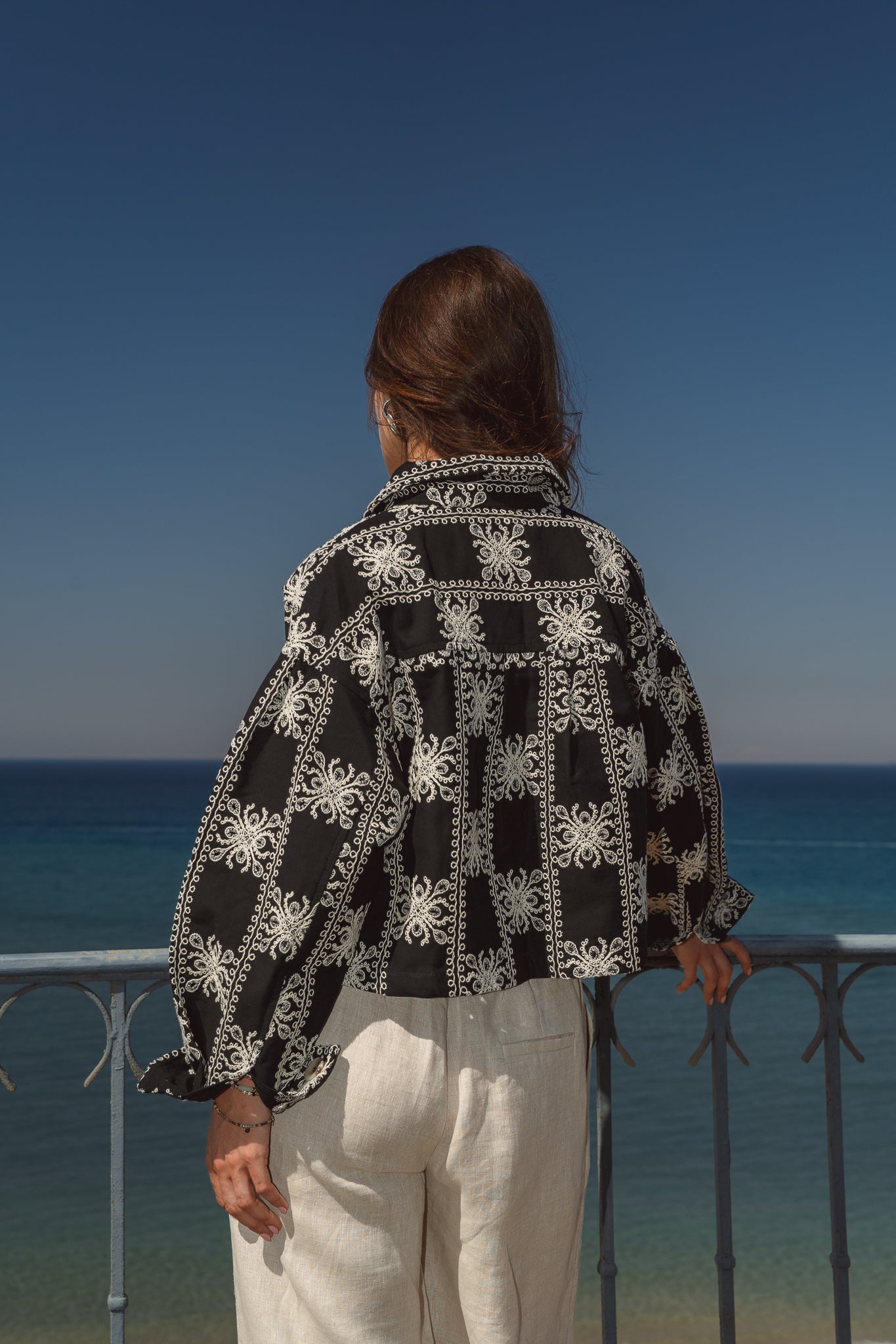 Embroidered jacket in Black