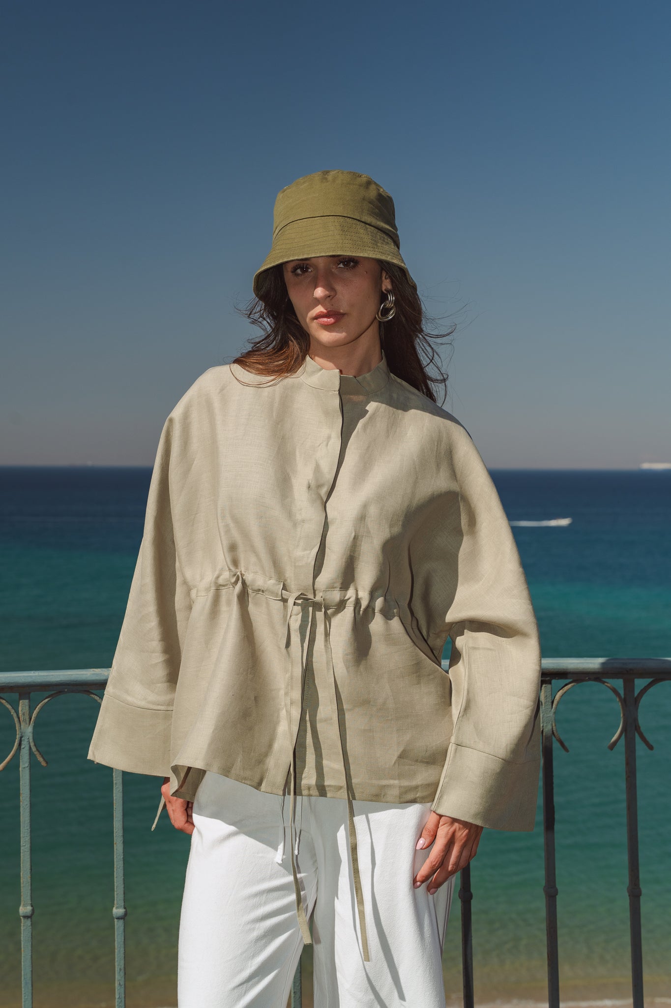Sun-kissed Linen Blouse in Sage
