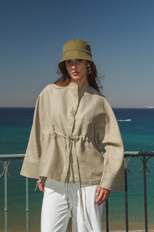 Sun-kissed Linen Blouse in Sage