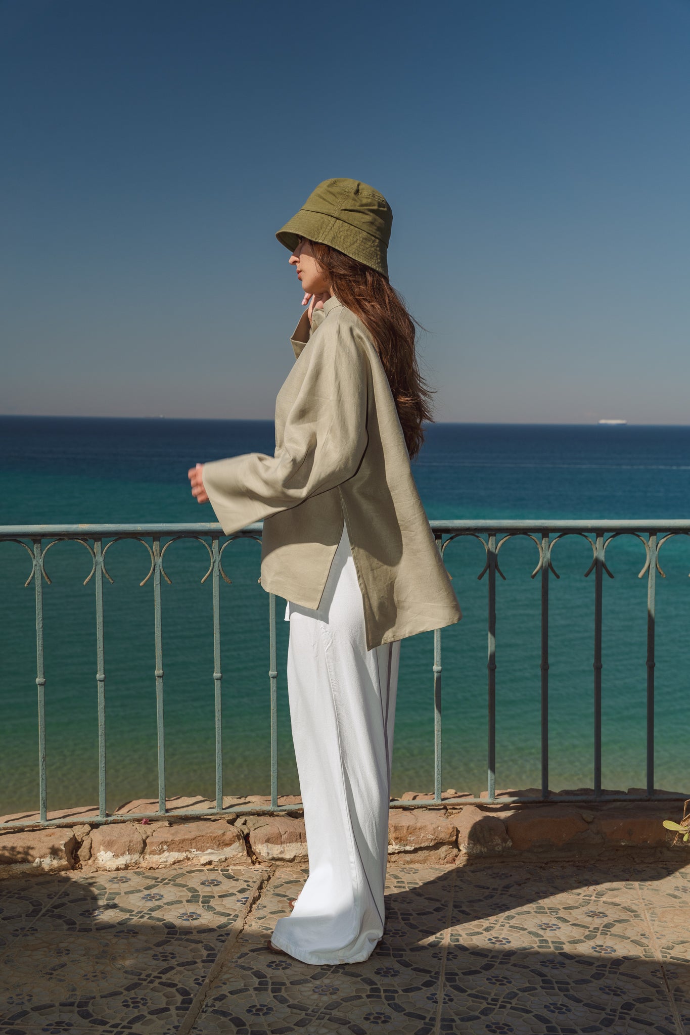 Sun-kissed Linen Blouse in Sage