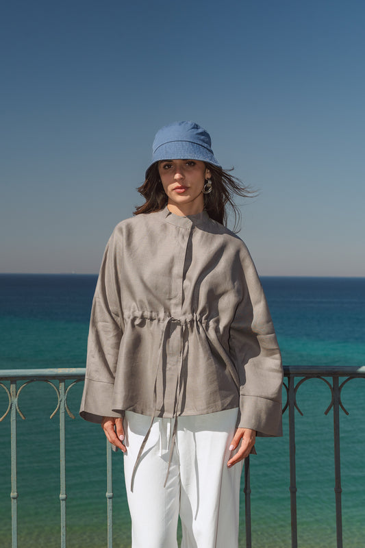 Sun-kissed Linen Blouse in Grey