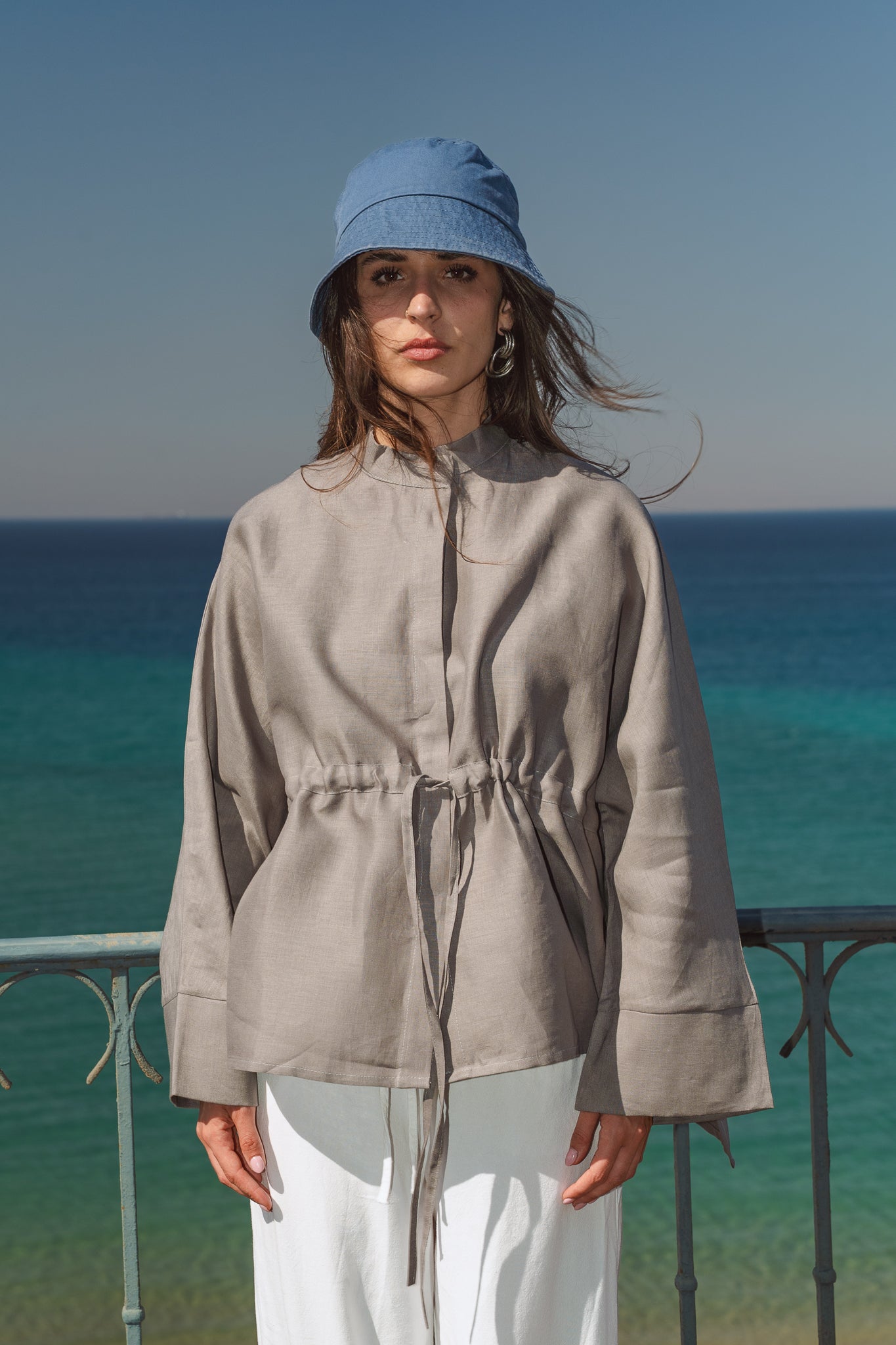 Sun-kissed Linen Blouse in Grey