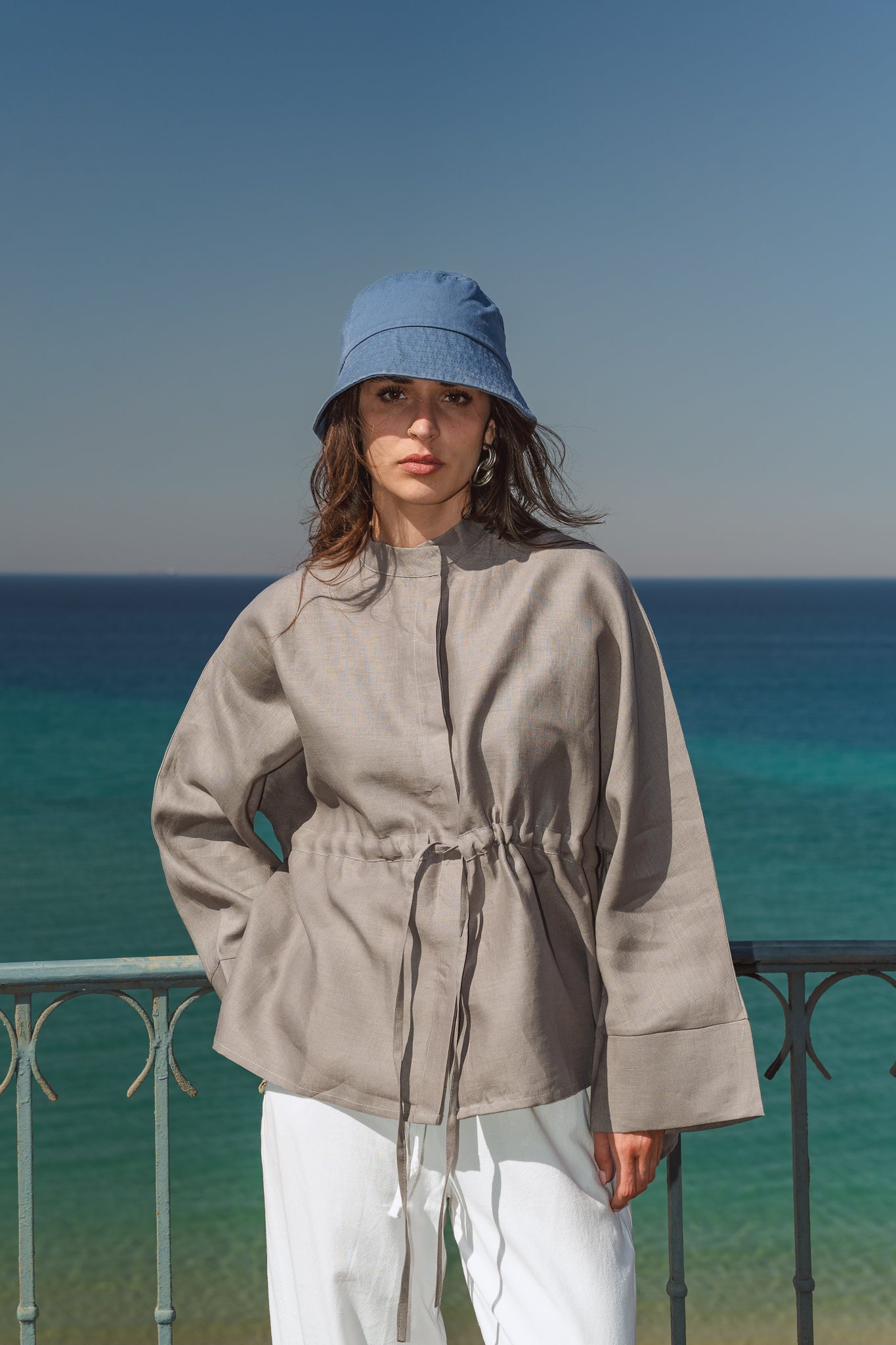 Sun-kissed Linen Blouse in Grey