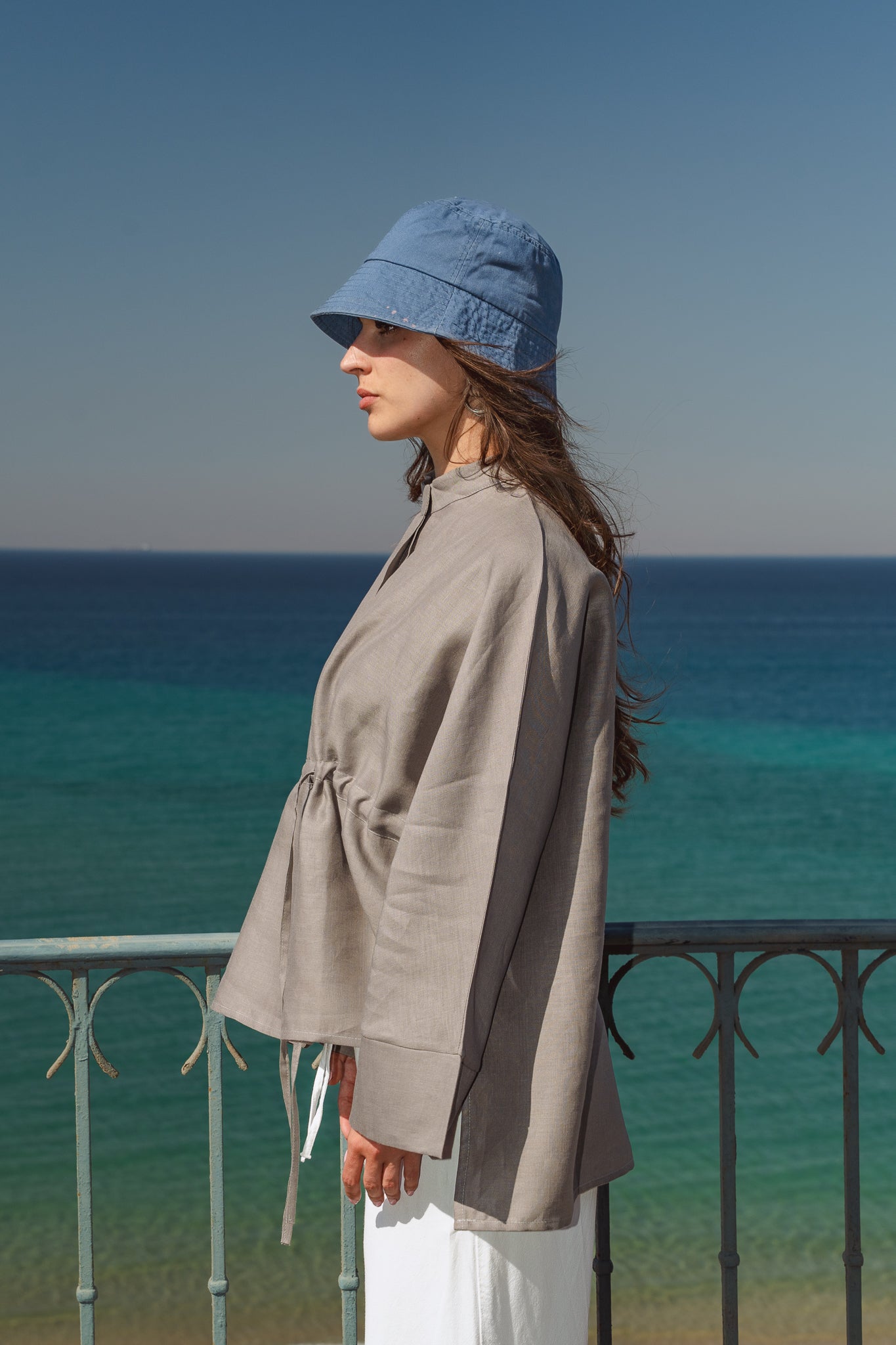 Sun-kissed Linen Blouse in Grey