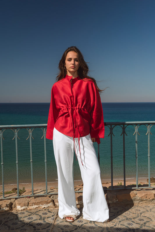 Sun-kissed Linen Blouse in Red