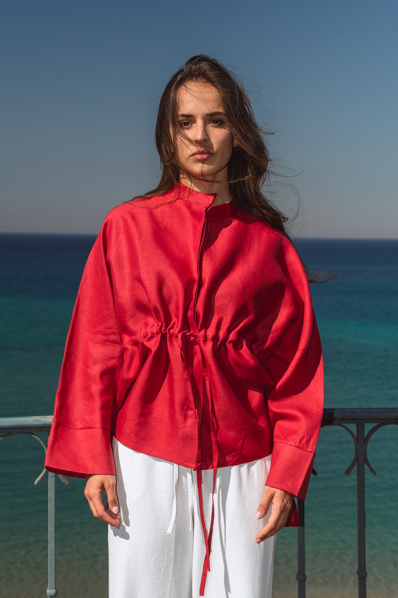 Sun-kissed Linen Blouse in Red