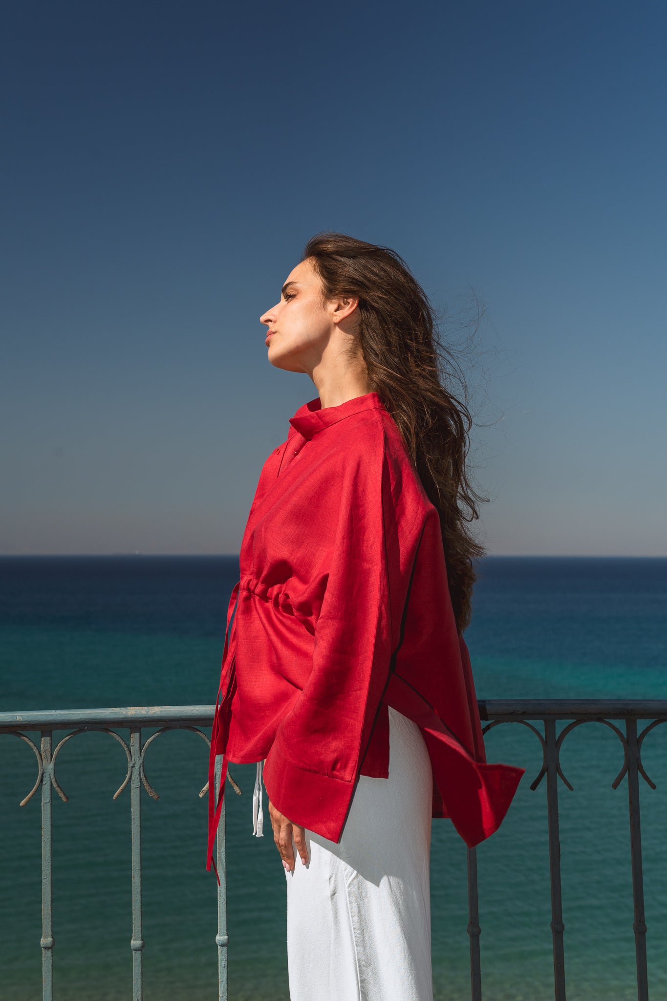 Sun-kissed Linen Blouse in Red