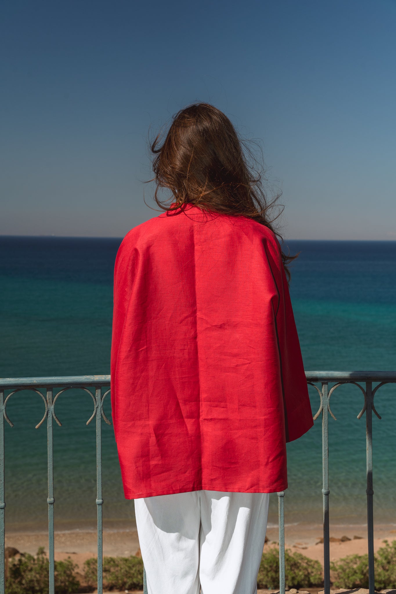 Sun-kissed Linen Blouse in Red