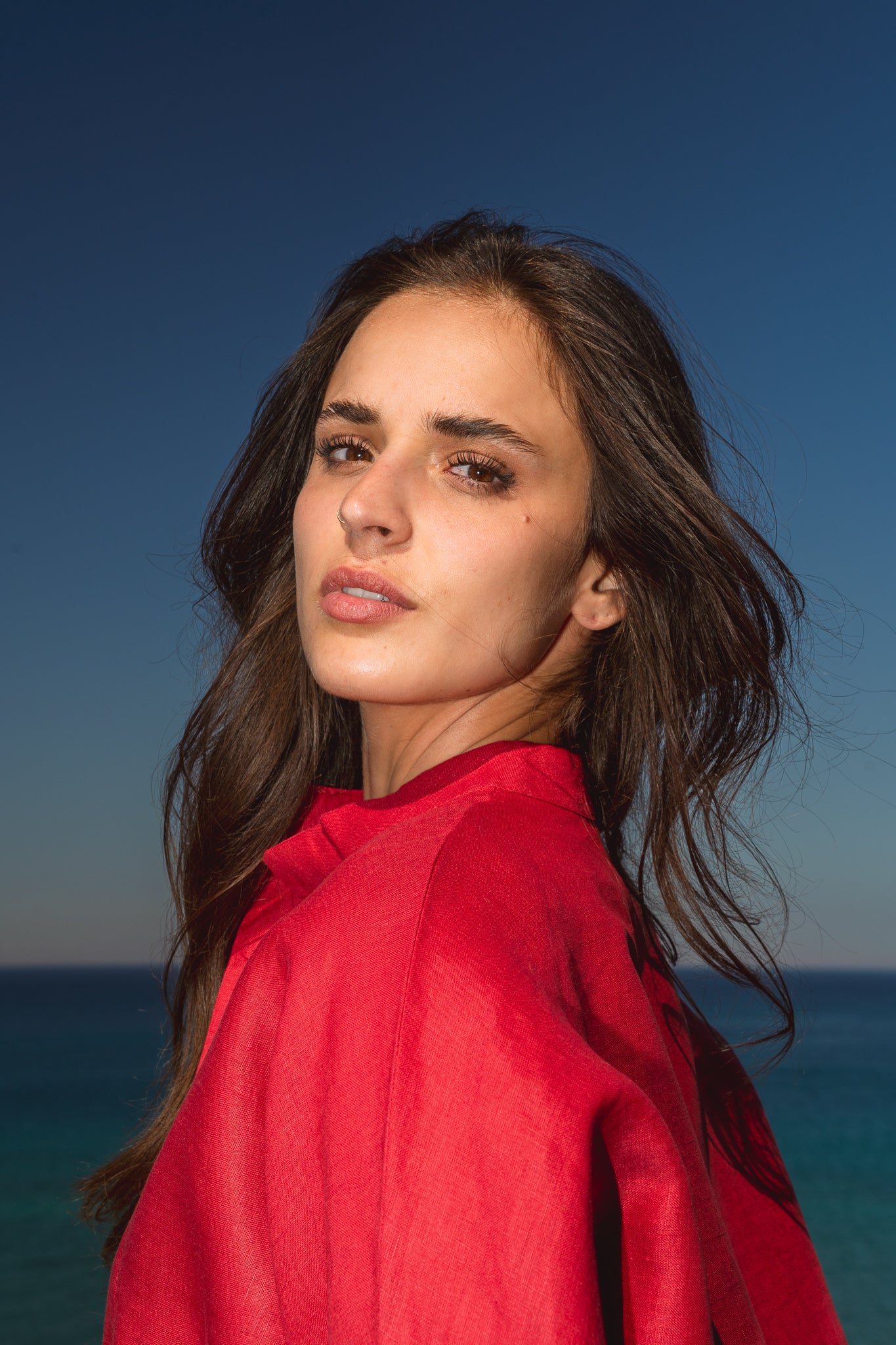 Sun-kissed Linen Blouse in Red
