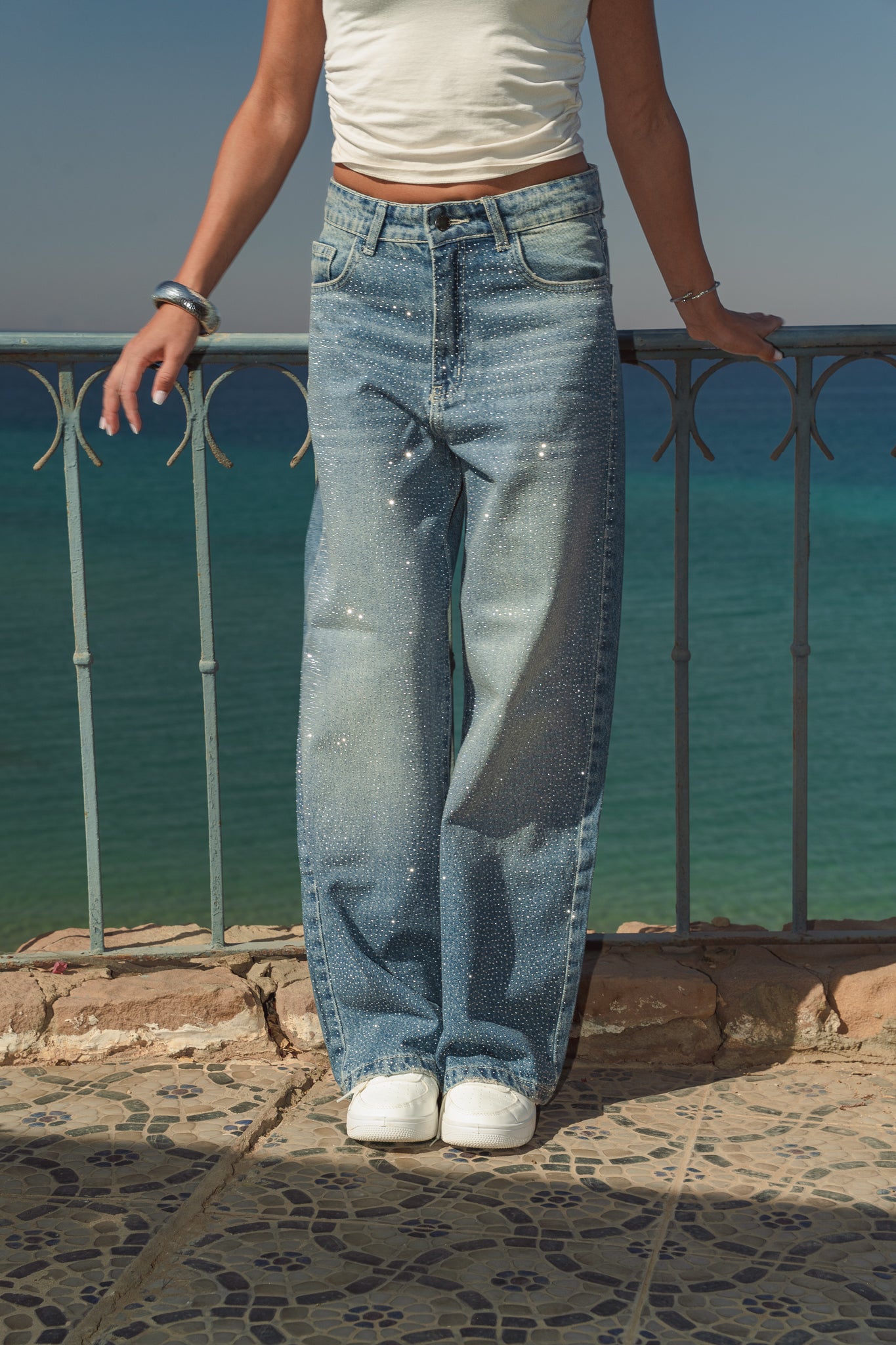 The Studded Denim Pants