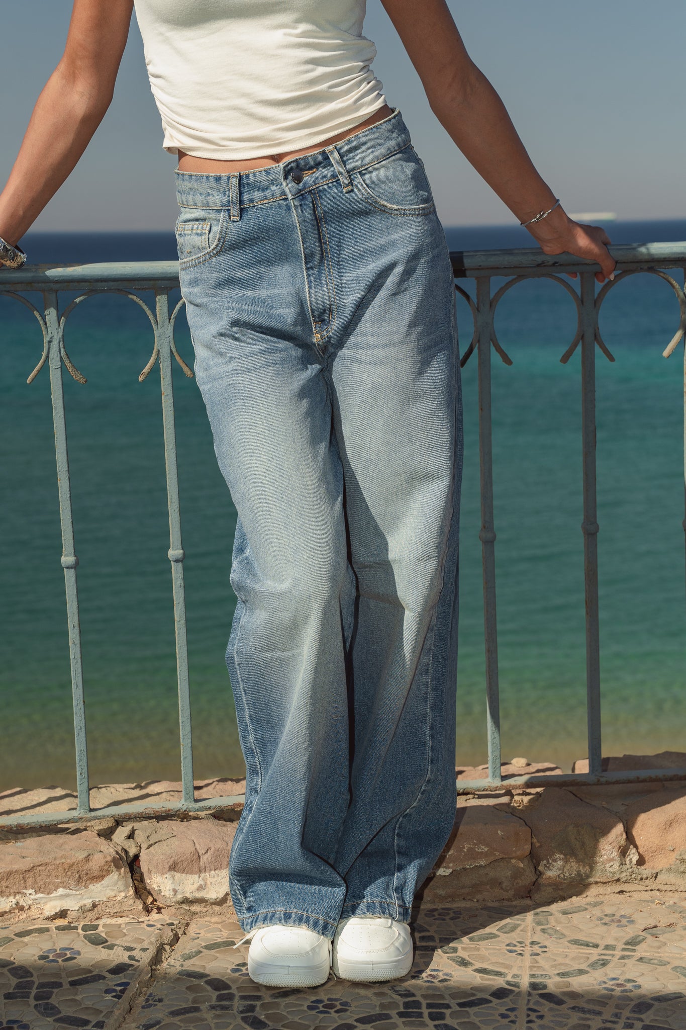 Mid Rise Straight Leg Denim- Mid wash