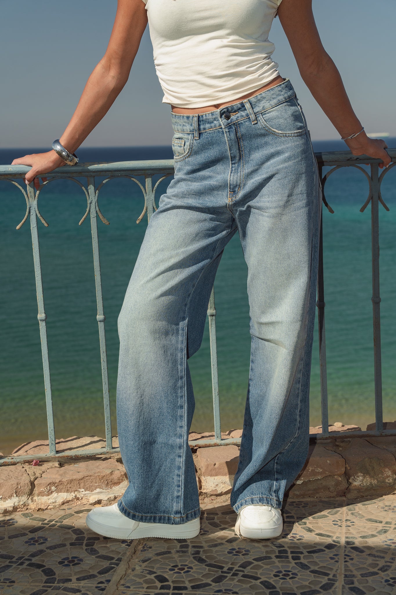Mid Rise Straight Leg Denim- Mid wash